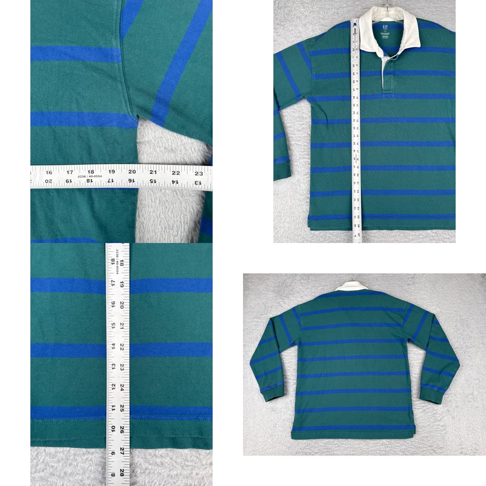 Gap VINTAGE Gap Polo Shirt Teen 18-20 Green Blue Stripe Rugby Cotton Long Sleeve 18 Mens? Size US XXL / EU 58 / 5 - 8 Thumbnail
