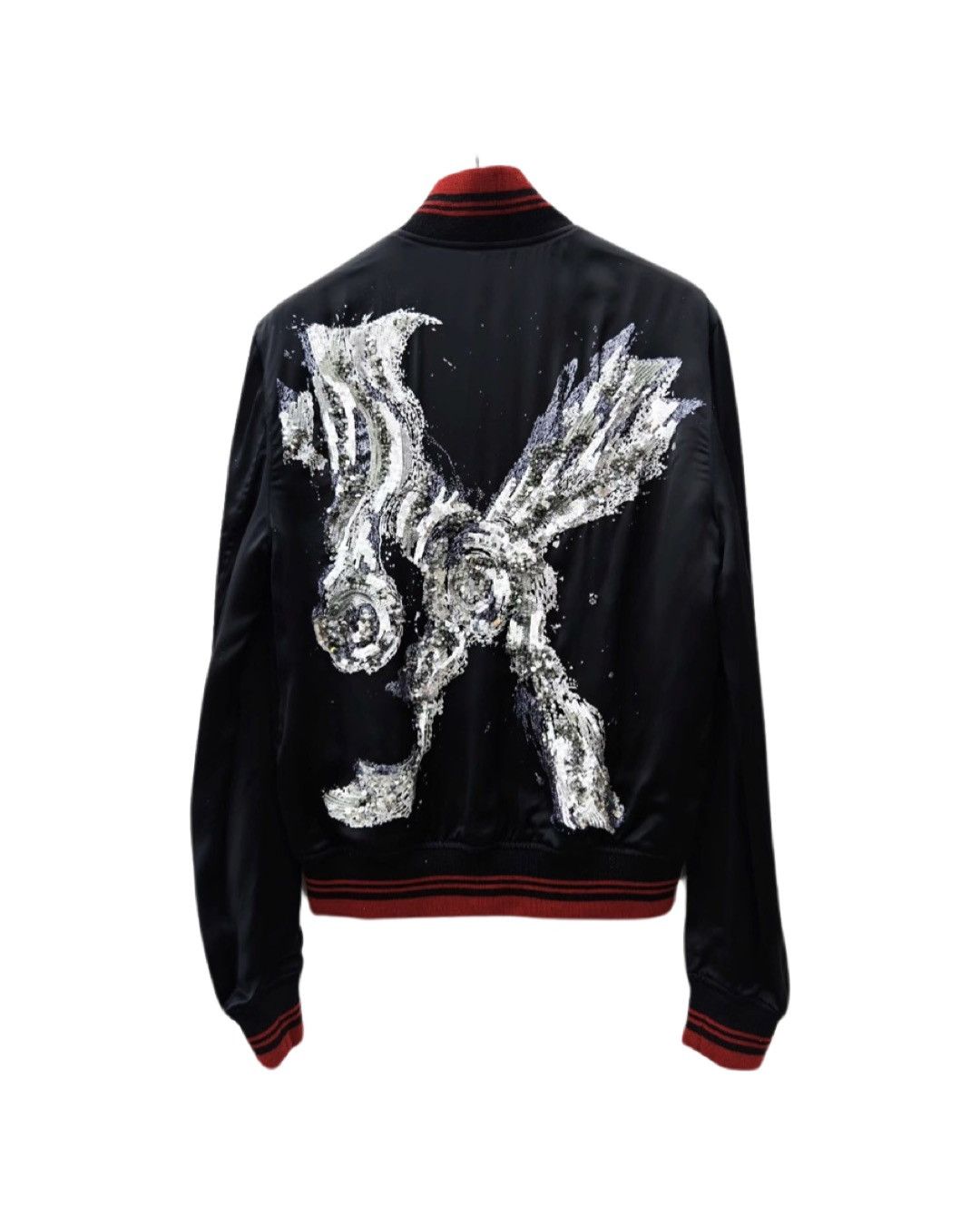 image of Hedi Slimane x Saint Laurent Paris Ss15 Mr X Embellished Sequin Satin Bomber Jacket in Black (Size 