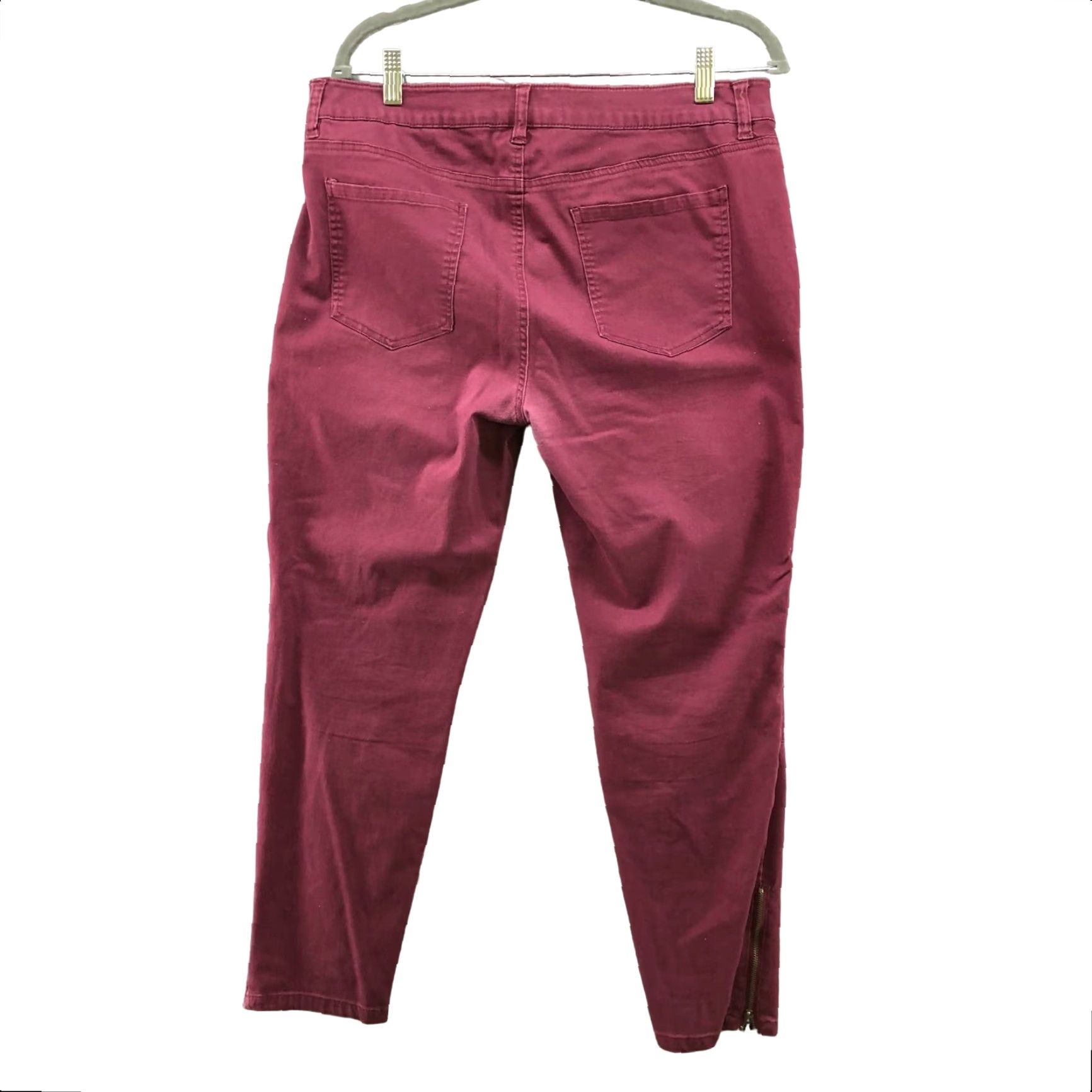 Vintage Tinsel Skinny Chino Pants Womens 31 Burgundy Red Ankle Zip Mid Rise Casual Punk Size 24" / US 00 / IT 34 - 2 Thumbnail
