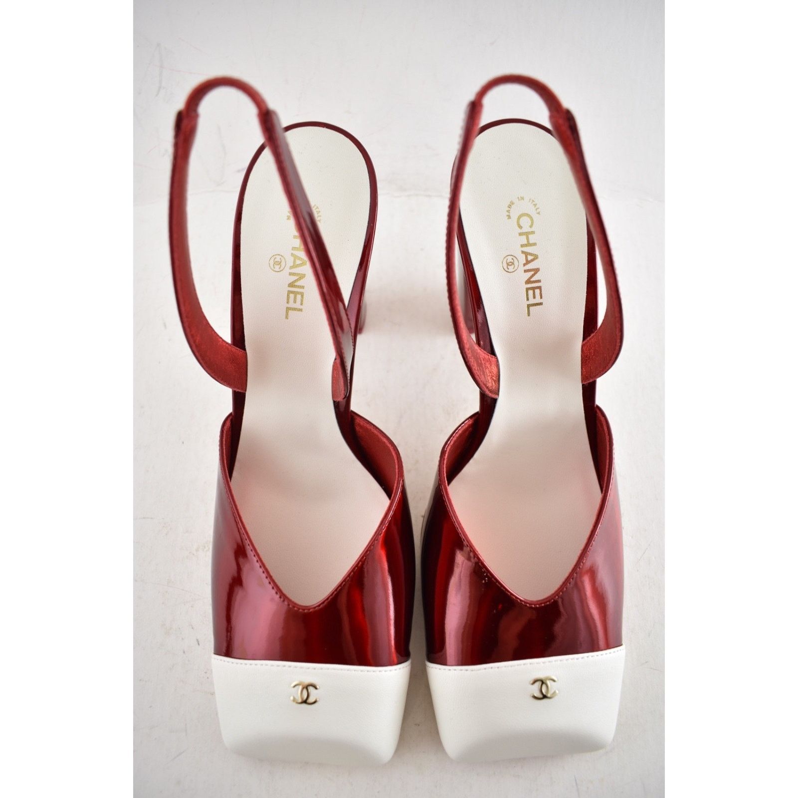Chanel 26S Blazy White Square Toe Logo Slingback Block Heel Pump 41 Size US 11 / IT 41 - 10 Thumbnail