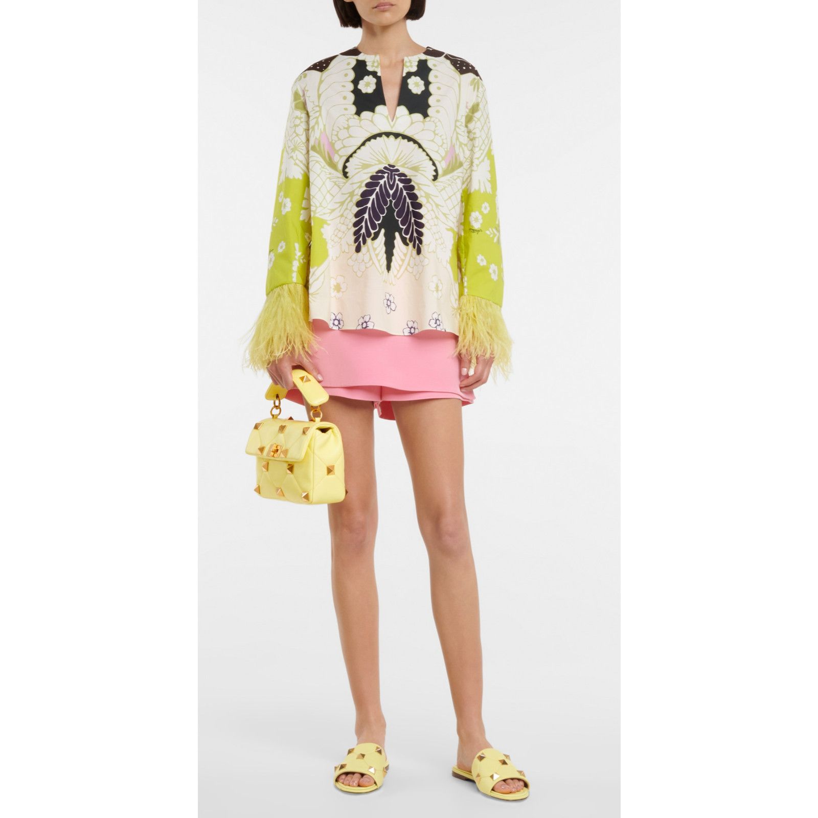 Valentino Valentino Rockstud Roman Stud Lime Yellow Leather Quilted Size US 6.5 / IT 36.5 - 3 Thumbnail