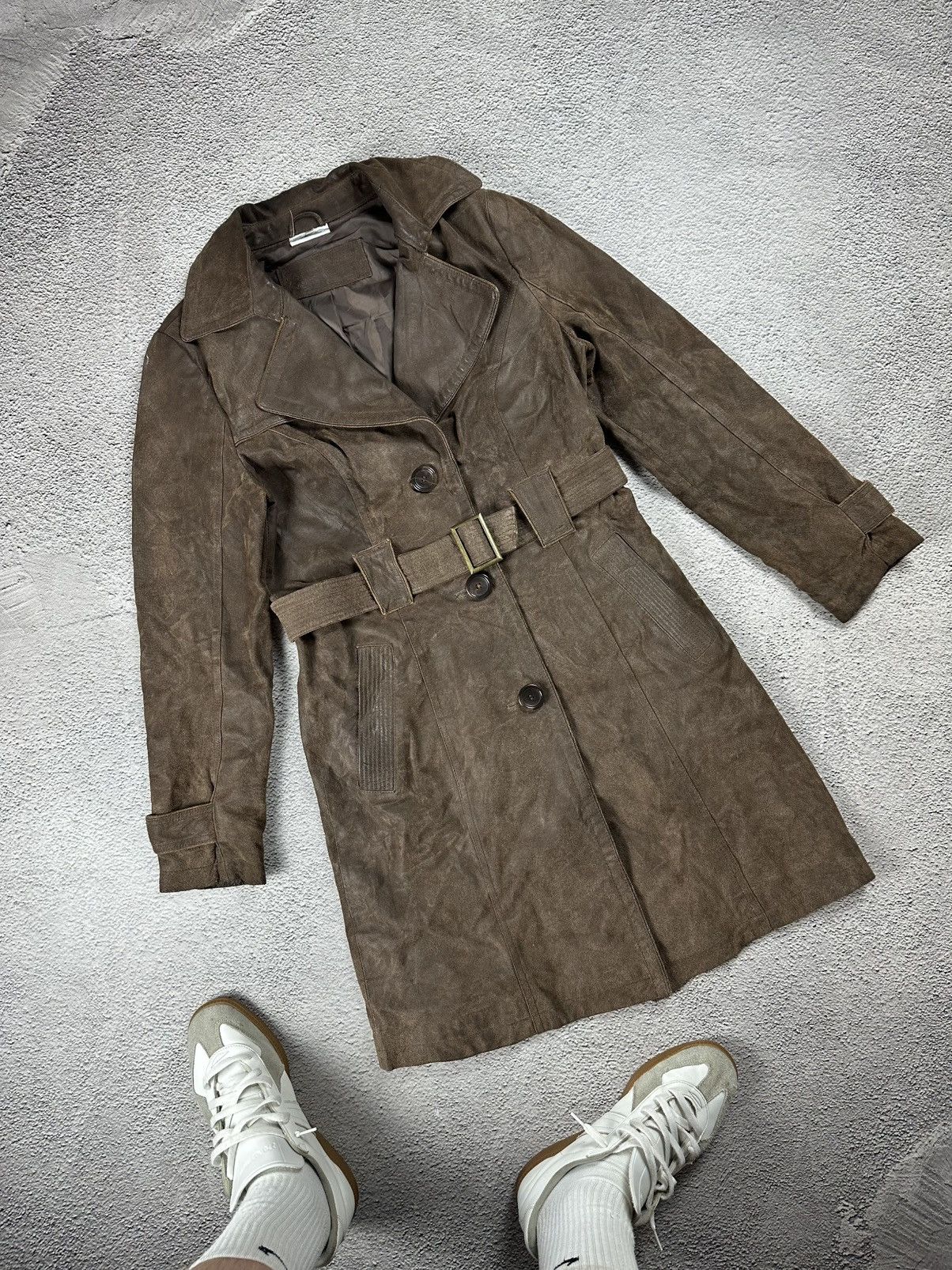 Genuine Leather Diesel Style Genuine Leather Trench Coat Faded Jacket Size M / US 6-8 / IT 42-44 - 1 Thumbnail