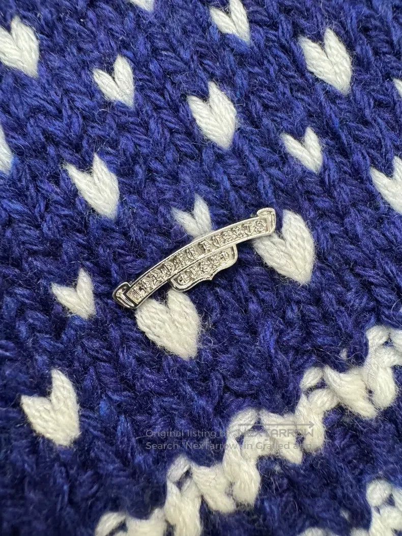 Chrome Hearts CHROME HEARTS Size os White and blue knitted sweater with c Size US S / EU 44-46 / 1 - 6 Thumbnail