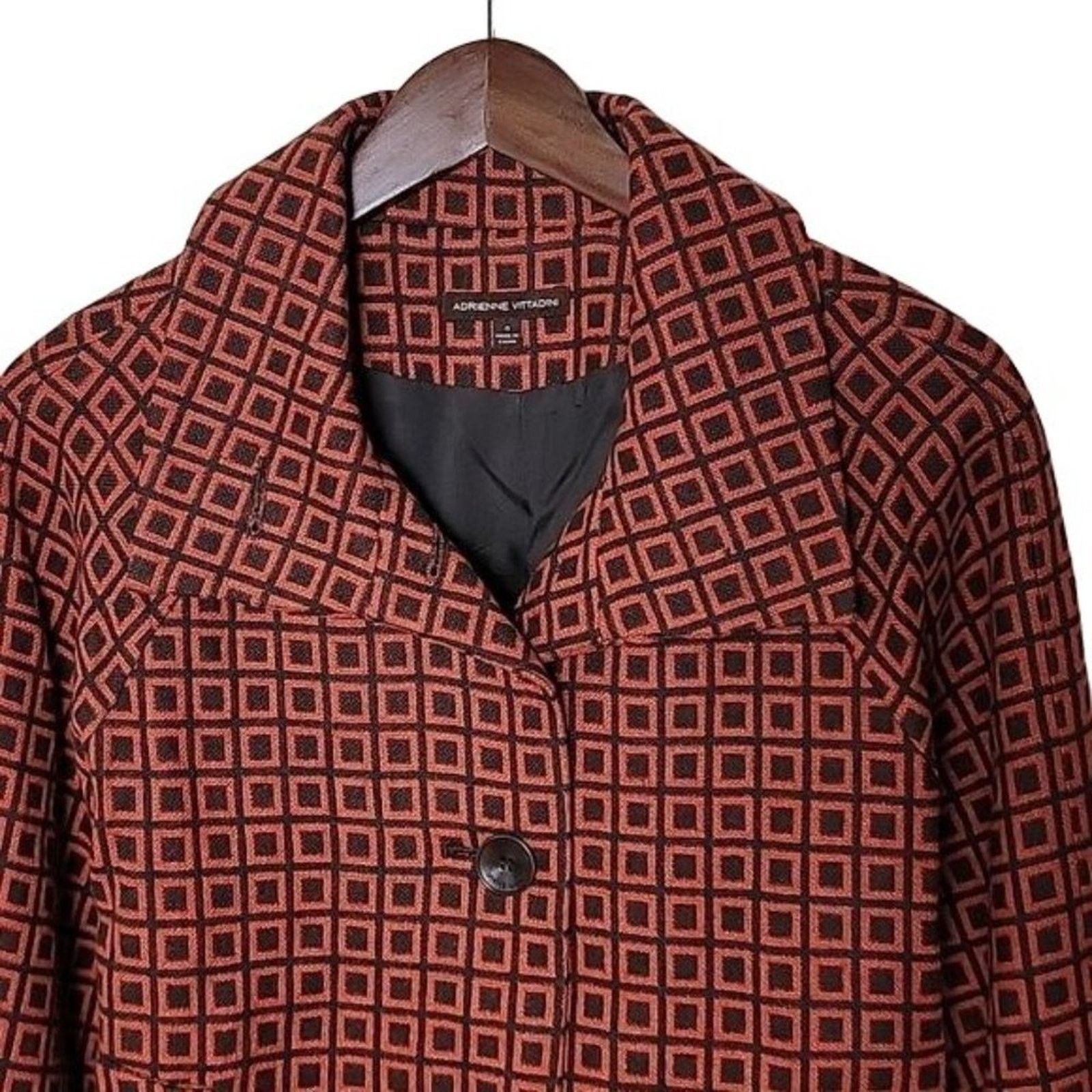 Vintage Adrienne Vittadini Womens Retro Print Wool Blend Cape Jacket Size S / US 4 / IT 40 - 5 Thumbnail
