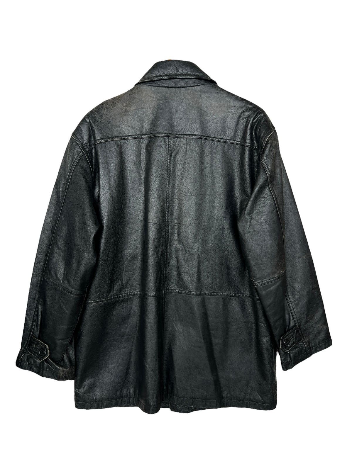 Vintage Seahop Company Black Long Coat Leather Jacket Size US L / EU 52-54 / 3 - 2 Thumbnail