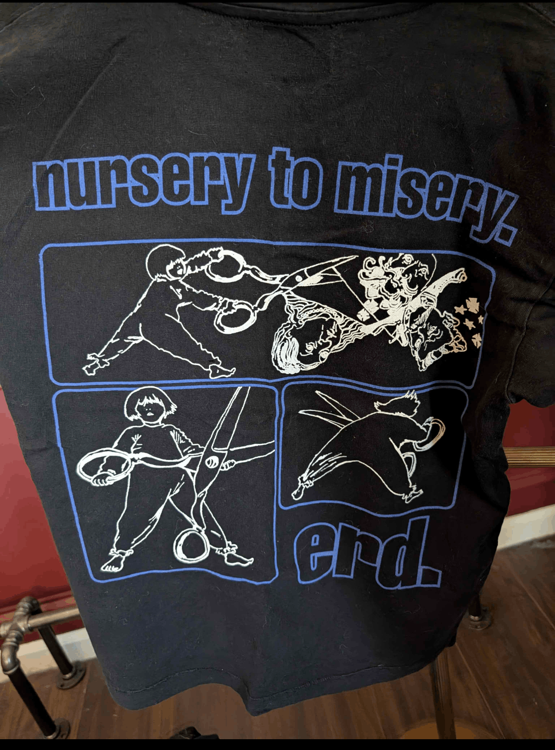Enfants Riches Deprimes Black Nursery to Misery scissors comic t-shirt XS Size US XS / EU 42 / 0 - 7 Thumbnail