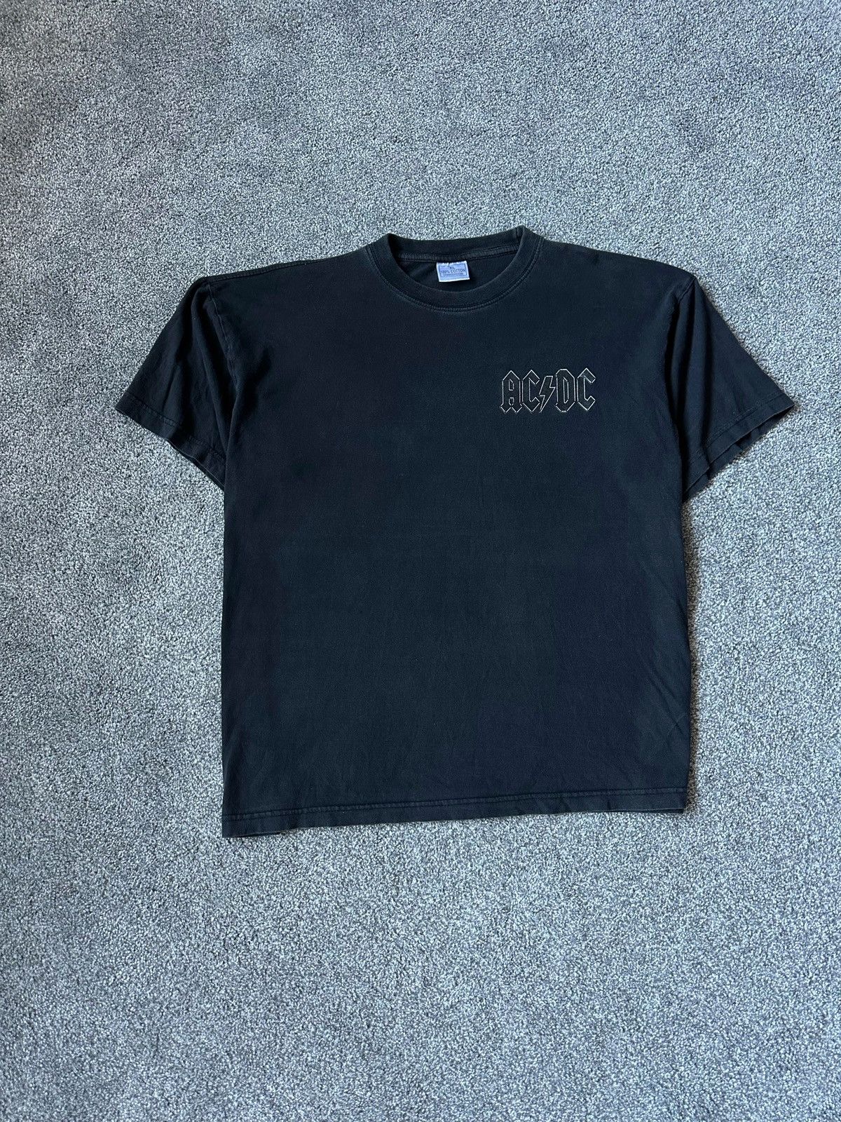 Vintage AC/DC T-Shirt Black Rock Band Tee Large Back Logo Cl