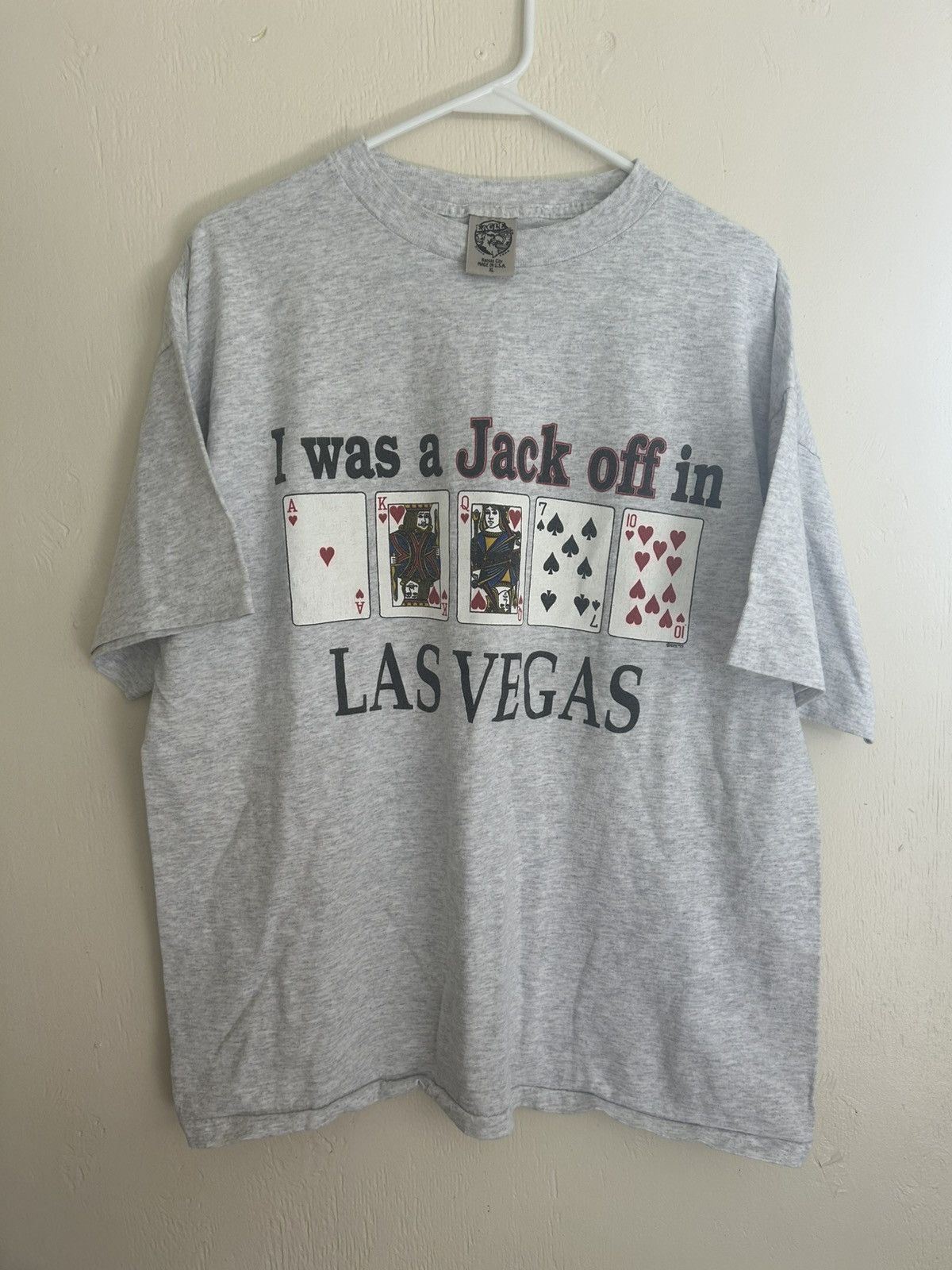 Vintage Vintage “I Was A Jack Off In Las Vegas” Poker Cards T-shirt Size US XL / EU 56 / 4 - 1 Thumbnail