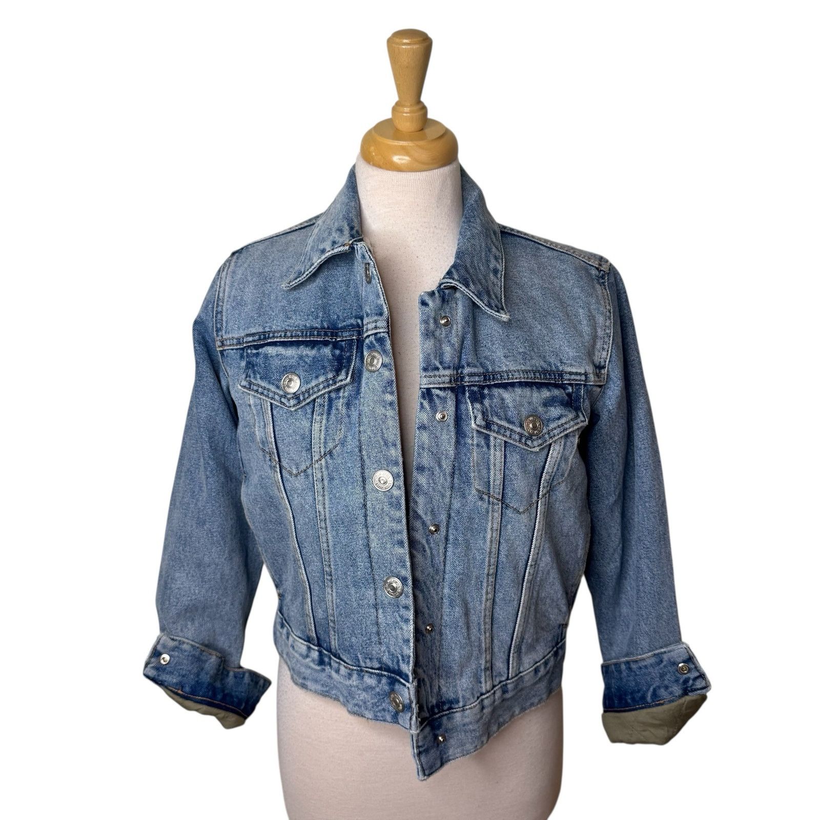 Zara ZARA Sherpa Lined Denim Jacket Size Small Size S / US 4 / IT 40 - 1 Thumbnail
