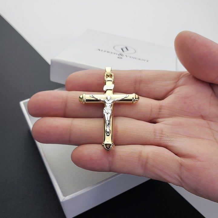 Other Jesus INRI Cross Pendant in 2tone 14k Yellow & White Gold Size ONE SIZE - 3 Thumbnail