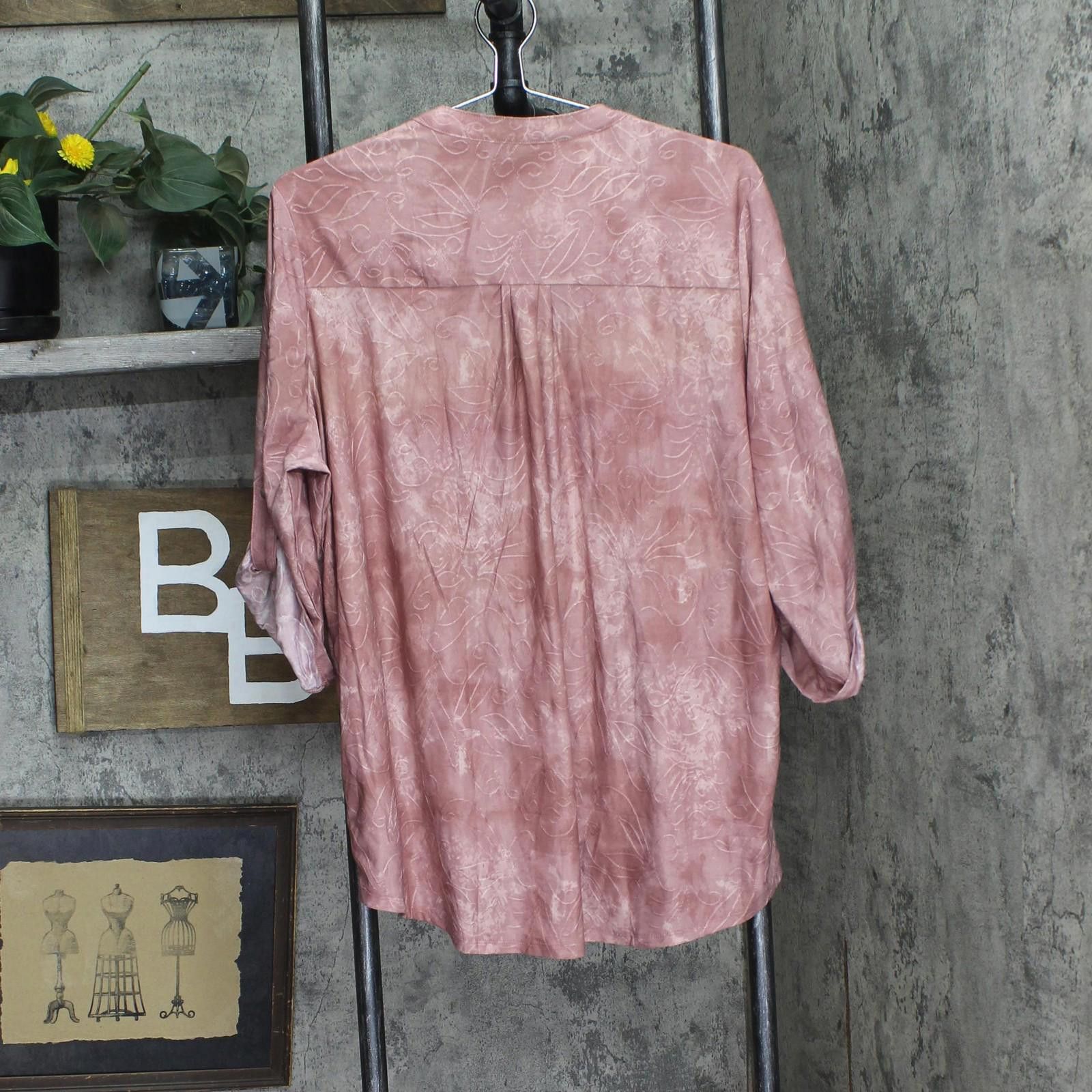 Other Nwt Ny Collection Roll Tab Sleeve Y-neck Top Mauve Pink 1x Size XL / US 12-14 / IT 48-50 - 2 Thumbnail
