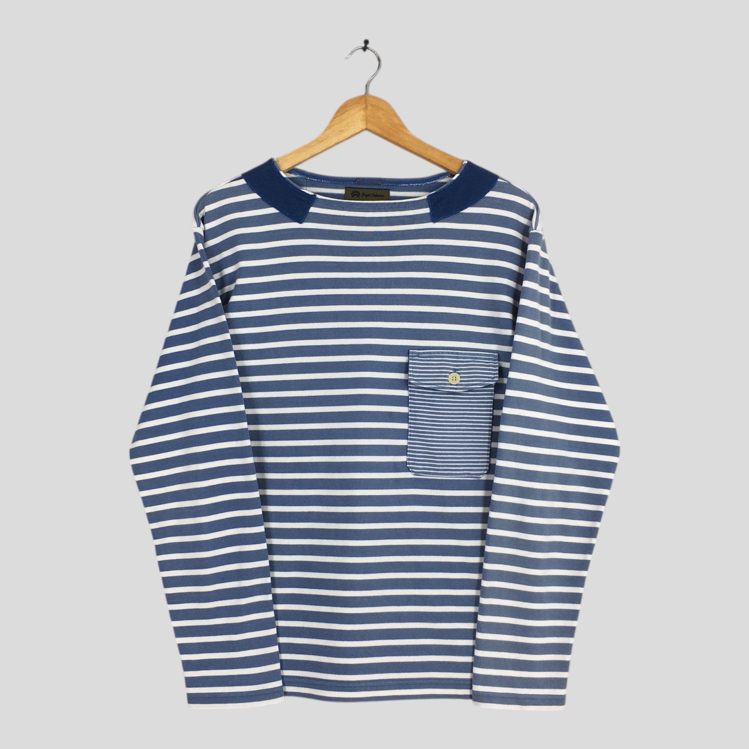 Nigel Cabourn Vintage 90s Nigel Cabourn Striped Blue Shirt Medium Size US M / EU 48-50 / 2 - 1 Thumbnail