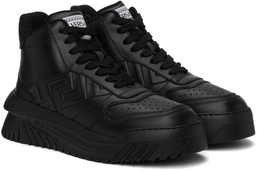 Versace o1y0425 Logo Hi-Top Sneakers in Black Size US 8 / EU 41 - 3 Thumbnail
