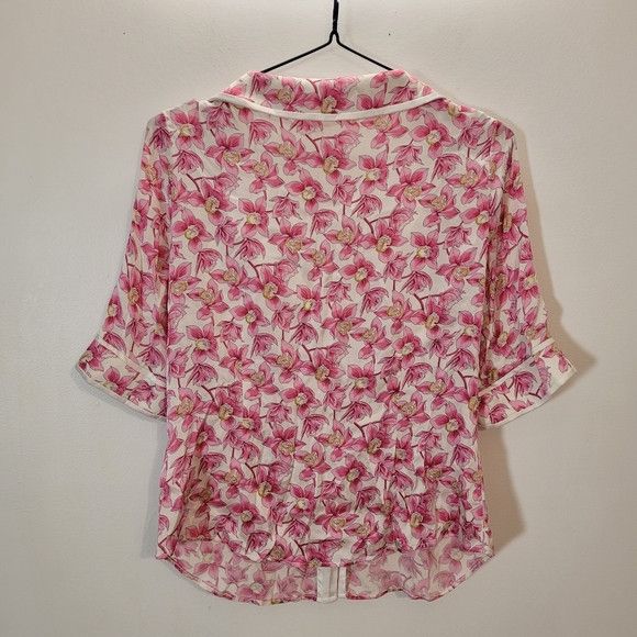 Other Isabelle Elie Silk Floral Short Sleeve Button Up Blouse - S Size S / US 4 / IT 40 - 2 Thumbnail