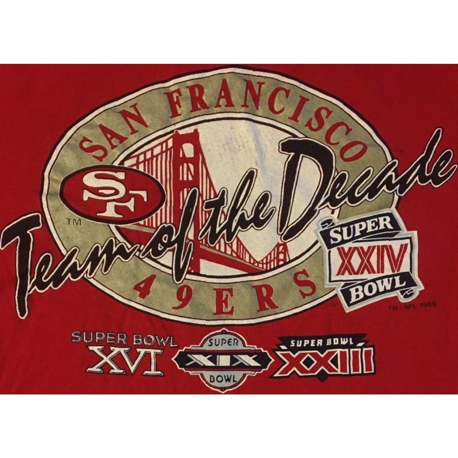 Vintage VINTAGE 90s San Francisco 49ers Team Of The Decade Shirt S Red Mens T-Shirt Football San Francisco 49ers 80s Grunge Retro Vintage USA Sports Size US S / EU 44-46 / 1 - 3 Thumbnail