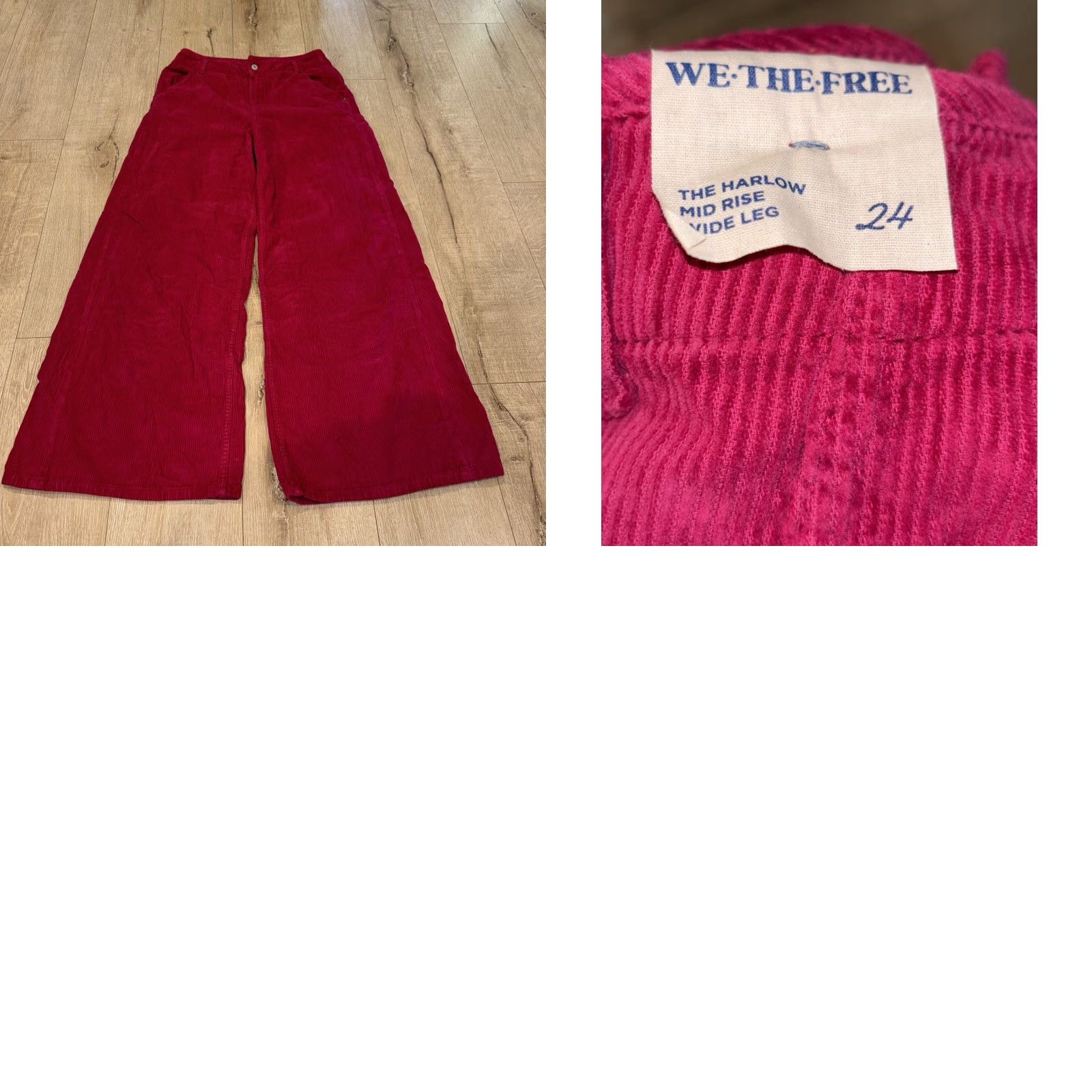 Free People Free People Harlow Mid Rise Wide Leg Pants Size 24 Corduroy Pink Casual Y2K Womens Size 42" / US 20 - 8 Thumbnail