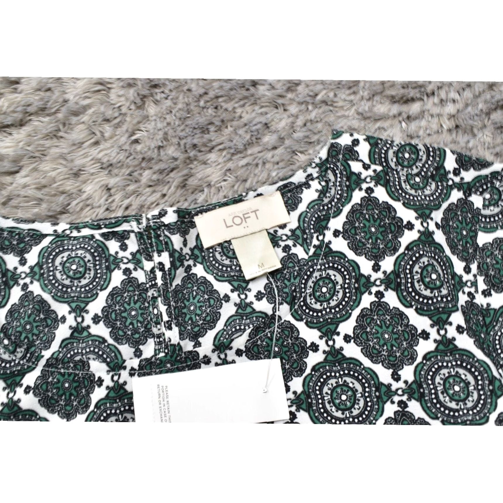 Loft Loft Green Geometric Crew Neck 3/4 Sleeve Polyester Blouse Size M NWT Size M / US 6-8 / IT 42-44 - 5 Thumbnail