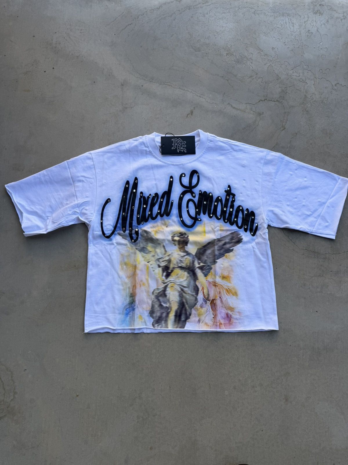 Mixed Emotions Angel Cropped Tee White Size XXL NWT