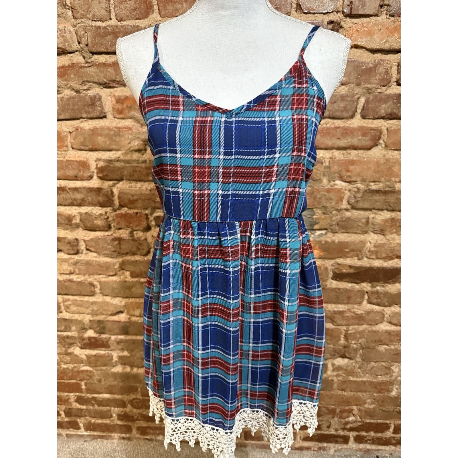 Other Women’s Plaid Y2K Vibe Dress Jewel Tone Lace Hem Detail Sz S Size S / US 4 / IT 40 - 2 Thumbnail