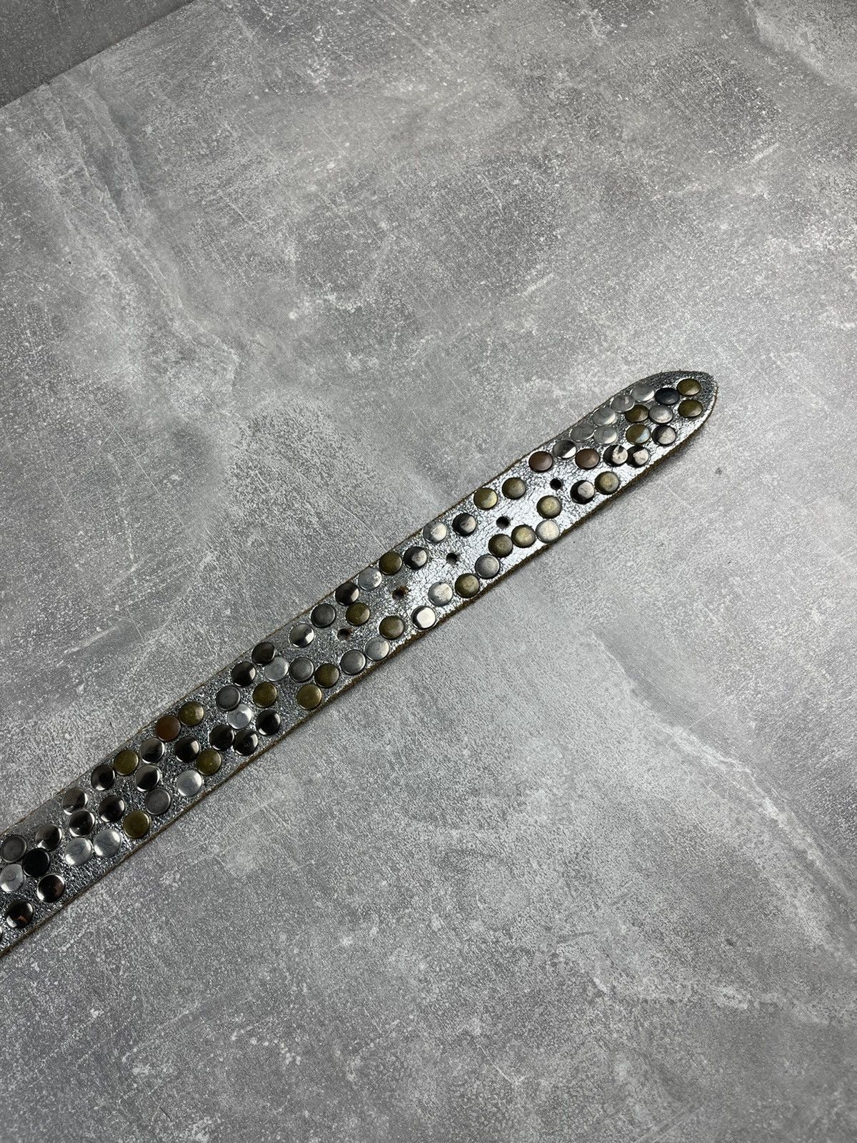 Japanese Brand × Vintage Vintage Silver Avant Garde Leather Dot Rhinestones Belt Size ONE SIZE - 4 Thumbnail