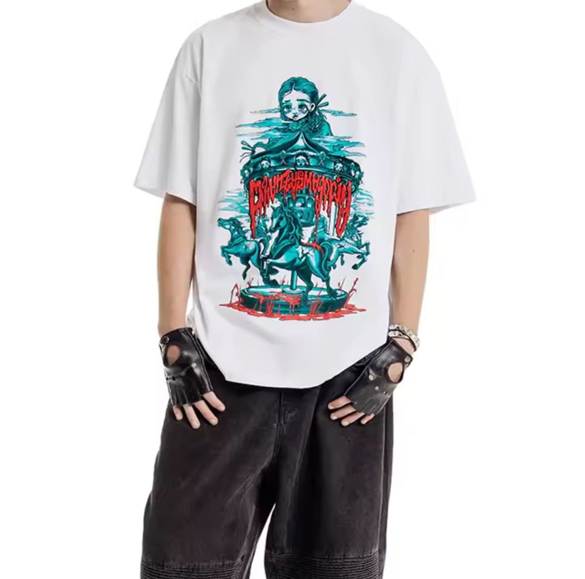 Other Streetwear Y2K Gothic Crying Angel Circus Good Print T-Shirt Size US L / EU 52-54 / 3 - 2 Thumbnail