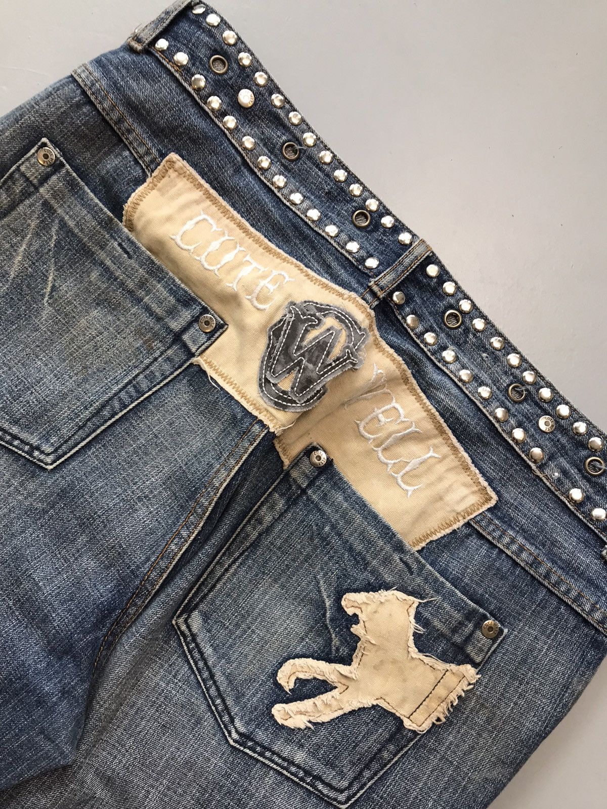 Vintage Rare vintage crazy studds waist belt baggy fit denim Size US 38 / EU 54 - 10 Thumbnail