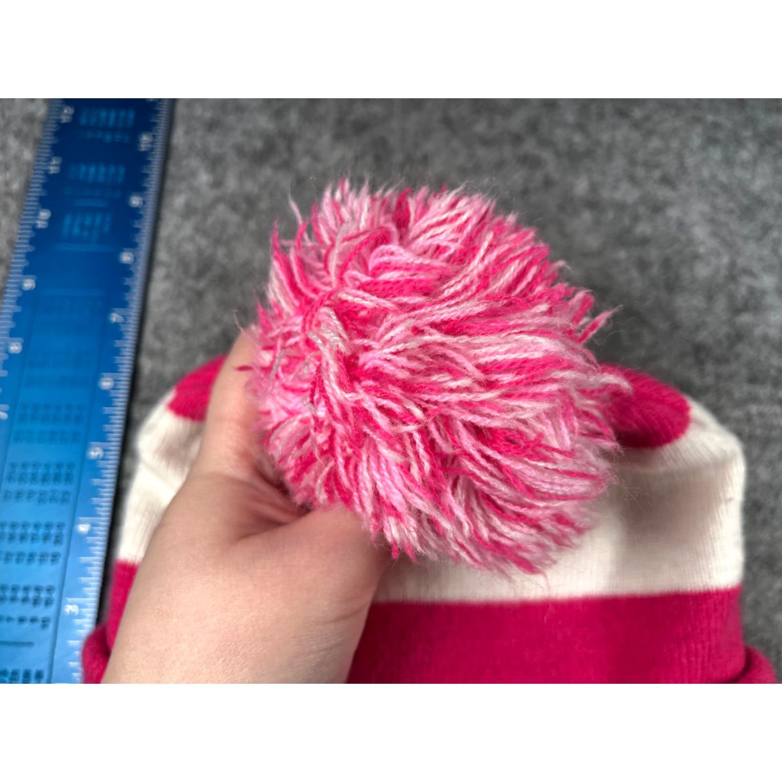 Pinko American Crown Beanie Women One Size Pink White 100% Acrylic Ribbon Cuff Pom Cancer Awareness Size ONE SIZE - 4 Thumbnail
