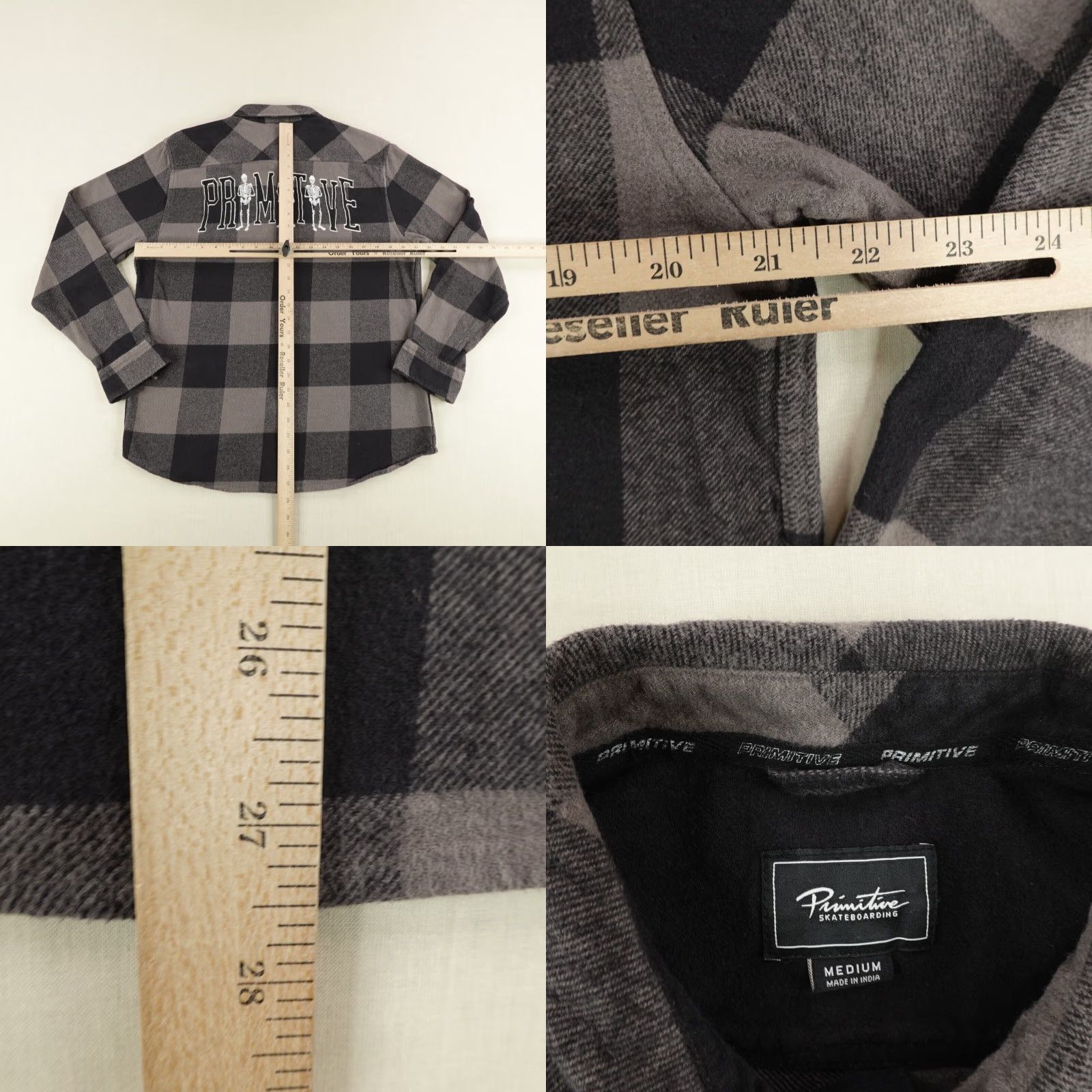 Primitive VINTAGE Primitive Apparel Plaid Flannel Shirt Mens Medium Long Sleeve Cotton Casual Skater Skull Embroidered Size US M / EU 48-50 / 2 - 8 Thumbnail