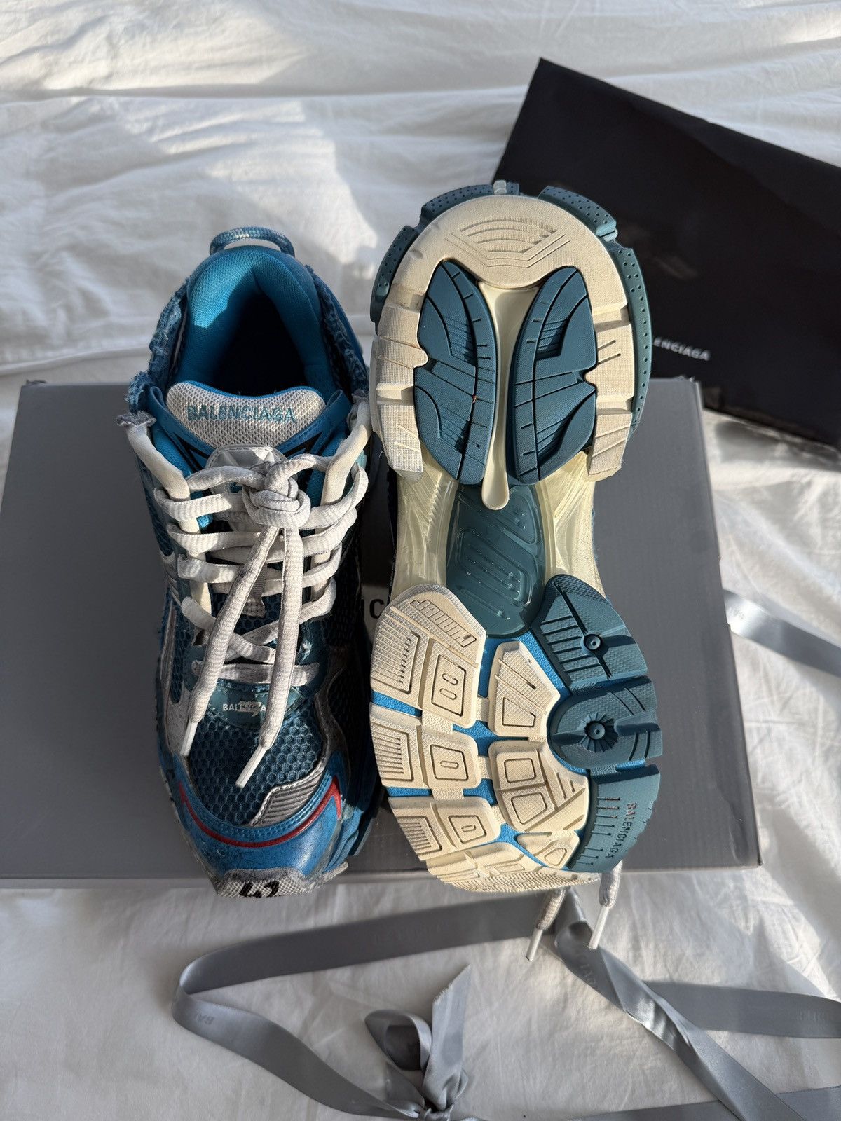 Balenciaga Balenciaga Runner Marathon Blue/Silver Size US 9 / EU 42 - 3 Thumbnail