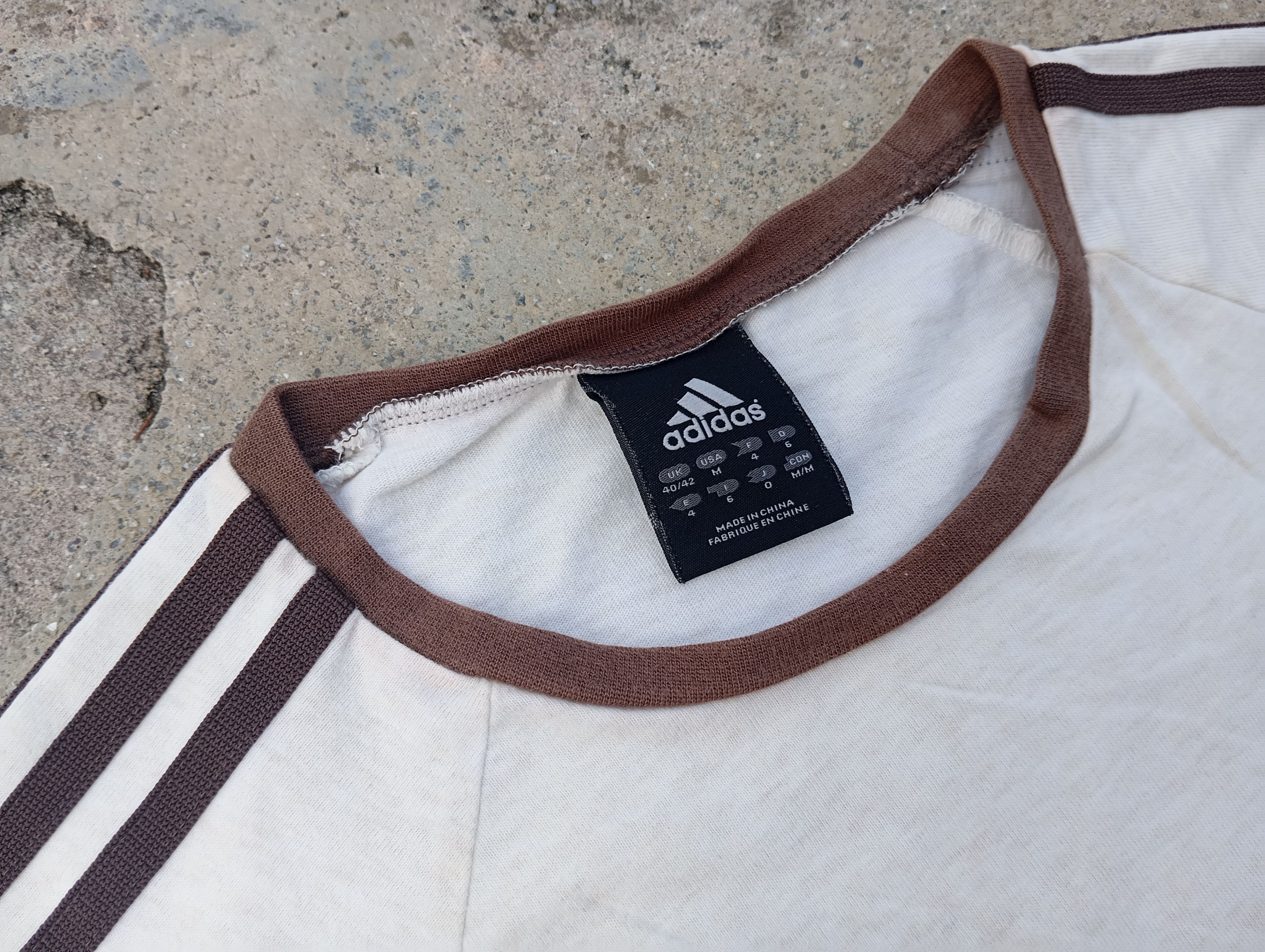 Adidas VTG y2k 2000s Adidas ringer tan/brown tshirt retro classic Size US M / EU 48-50 / 2 - 5 Thumbnail