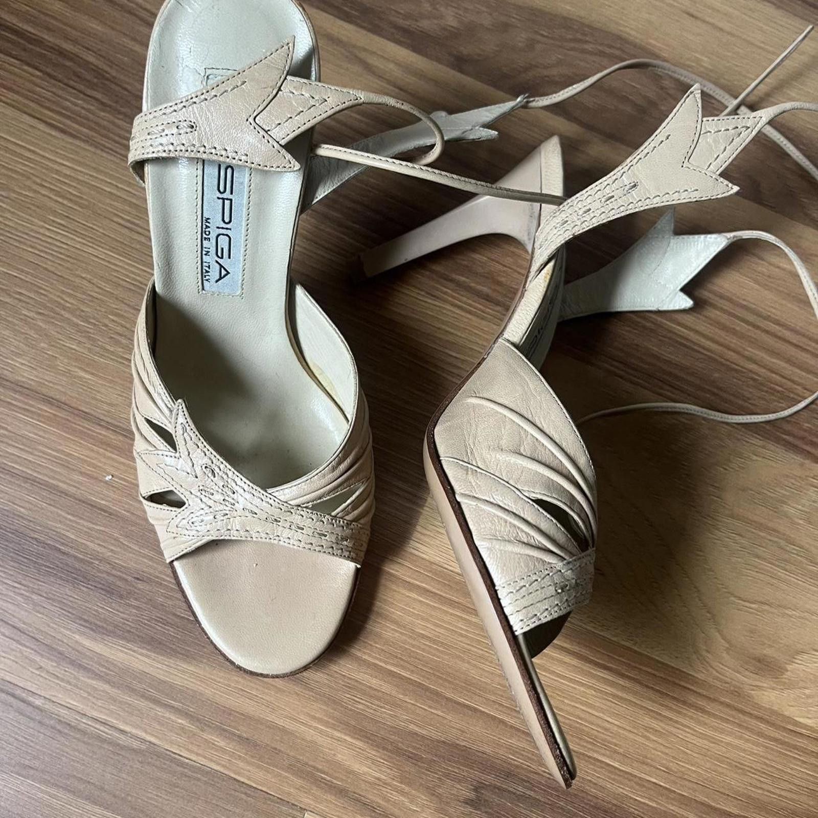 Other Cream lace up heels with a 3.5" heel #heels #laceup Size US 6.5 / IT 36.5 - 8 Thumbnail