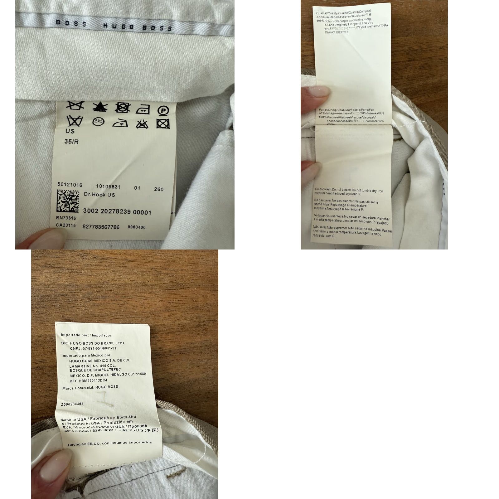 Hugo Boss VINTAGE Hugo Boss Beige Wool Dress Pants Mens 34x31 Pleated Straight Leg Office Trousers Size US 35 - 9 Thumbnail