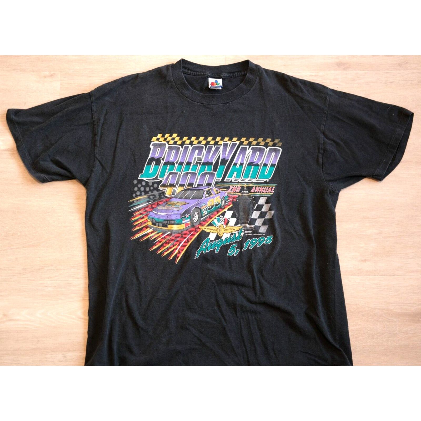 NASCAR Vintage 1995 Midwest Brickyard 400 Nascar Race Shirt Black Size US XL / EU 56 / 4 - 2 Thumbnail