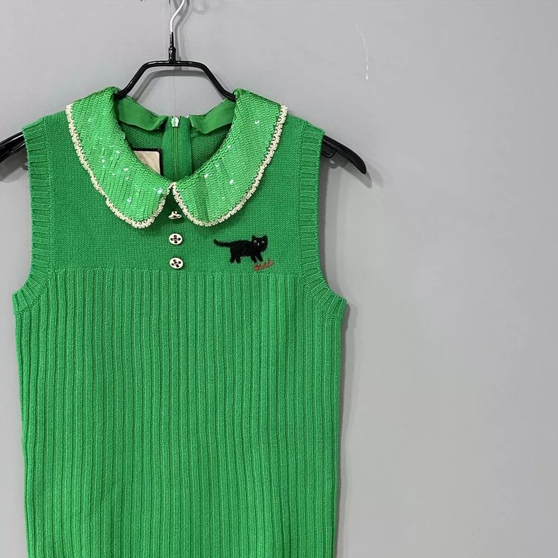 Gucci Gucci Kitten embroidered sequin collar knitted vest 2501-Ne Size US S / EU 44-46 / 1 - 2 Thumbnail