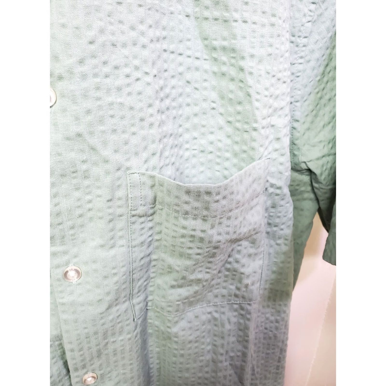 Gap Gap Seersucker Shirt Mens Large Granite Green Short Sleeve Button Up NWT Size US L / EU 52-54 / 3 - 3 Thumbnail