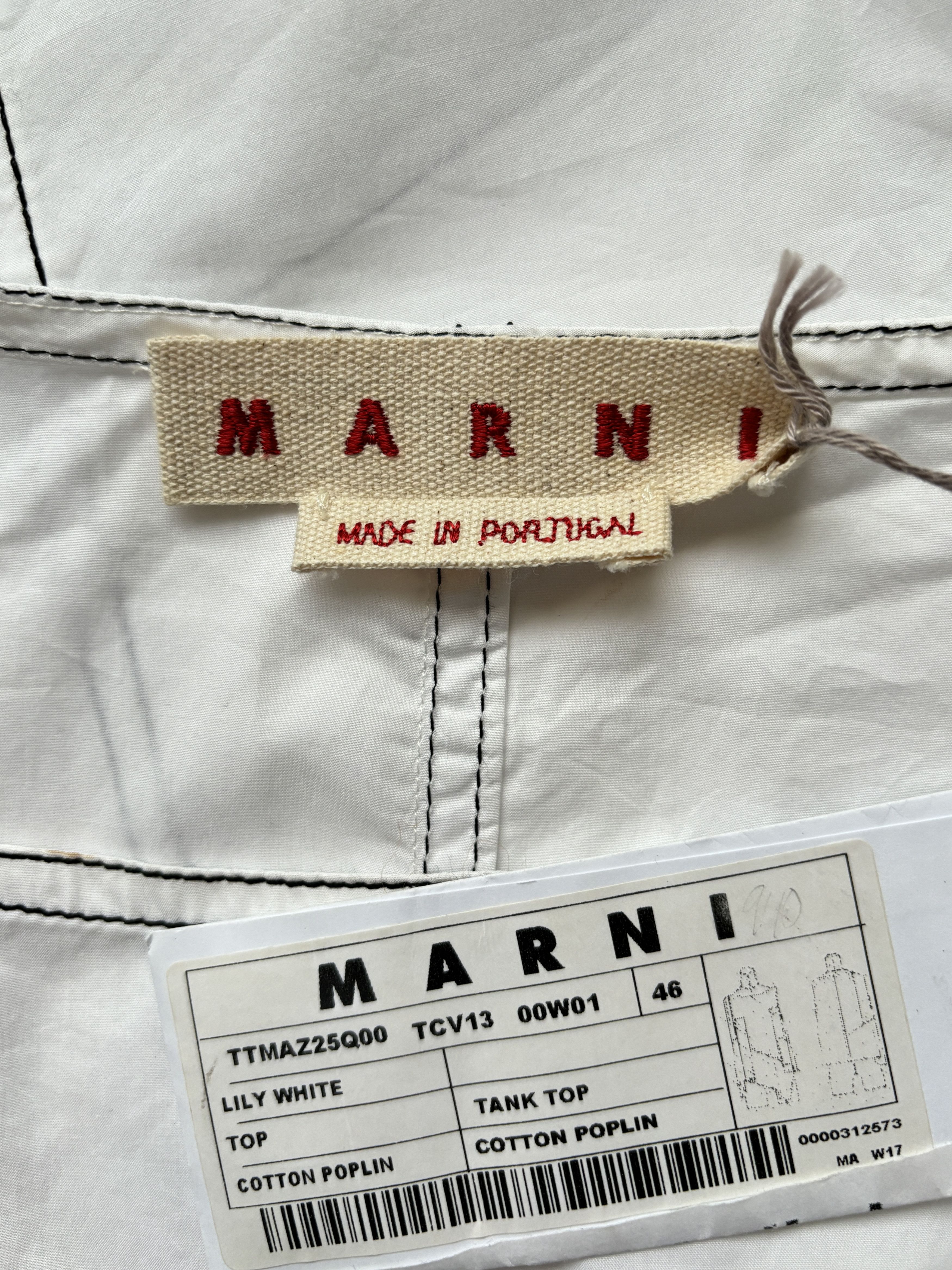 Marni ⚡️QUICK SALE⚡️Marni White with Blue Asymmetric Tank Top Size L / US 10 / IT 46 - 4 Thumbnail