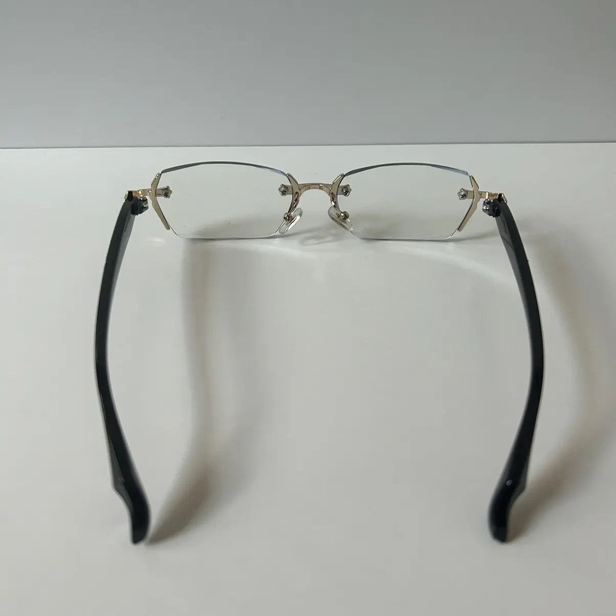 Japanese Brand × Vintage 90s Y2K retro style black frame gold cross rimless glasses Size ONE SIZE - 4 Thumbnail
