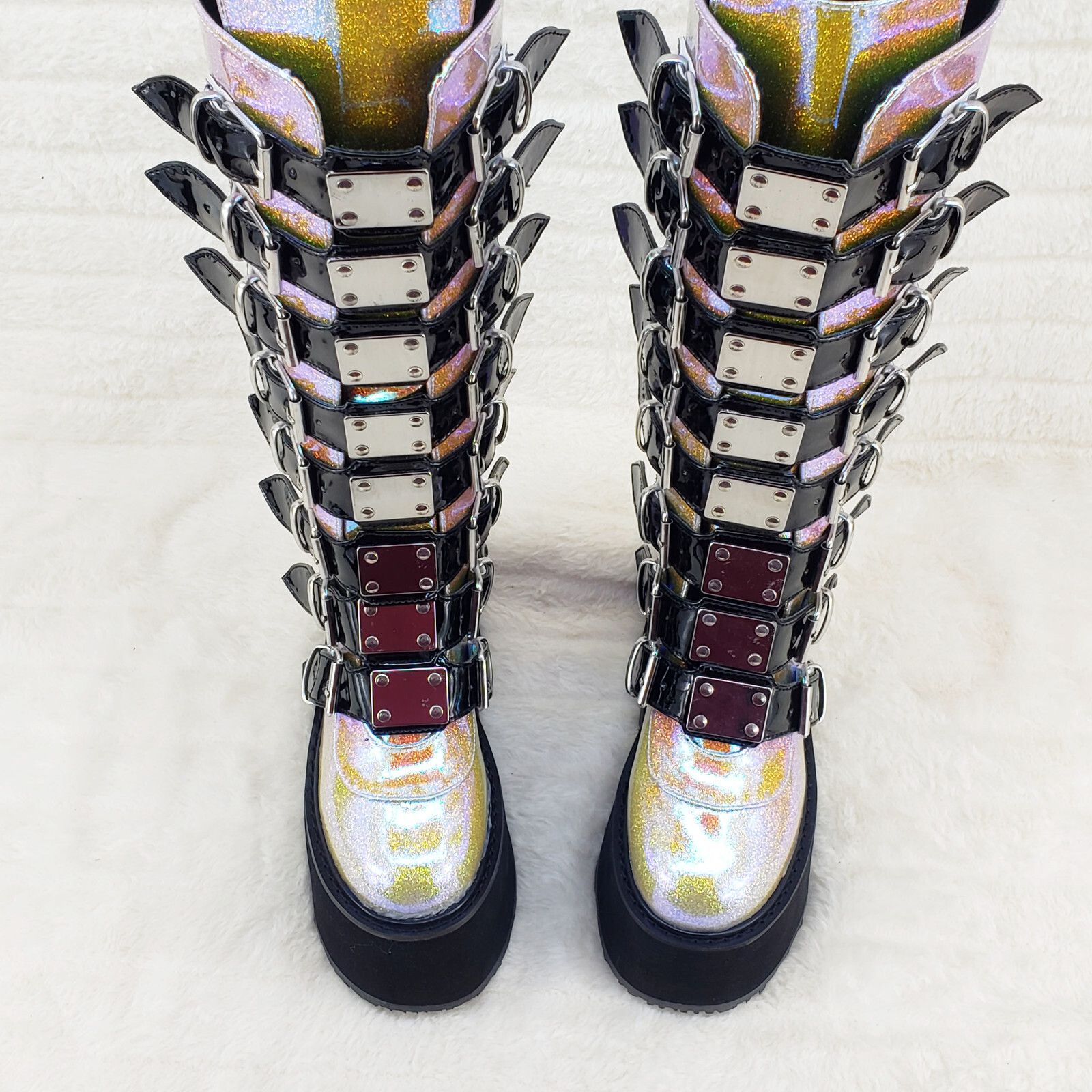 Demonia Cult DEMONIA Damned 318 Multi Strap 3.5" Platform Cyber Punk Knee Size US 6 / IT 36 - 5 Thumbnail