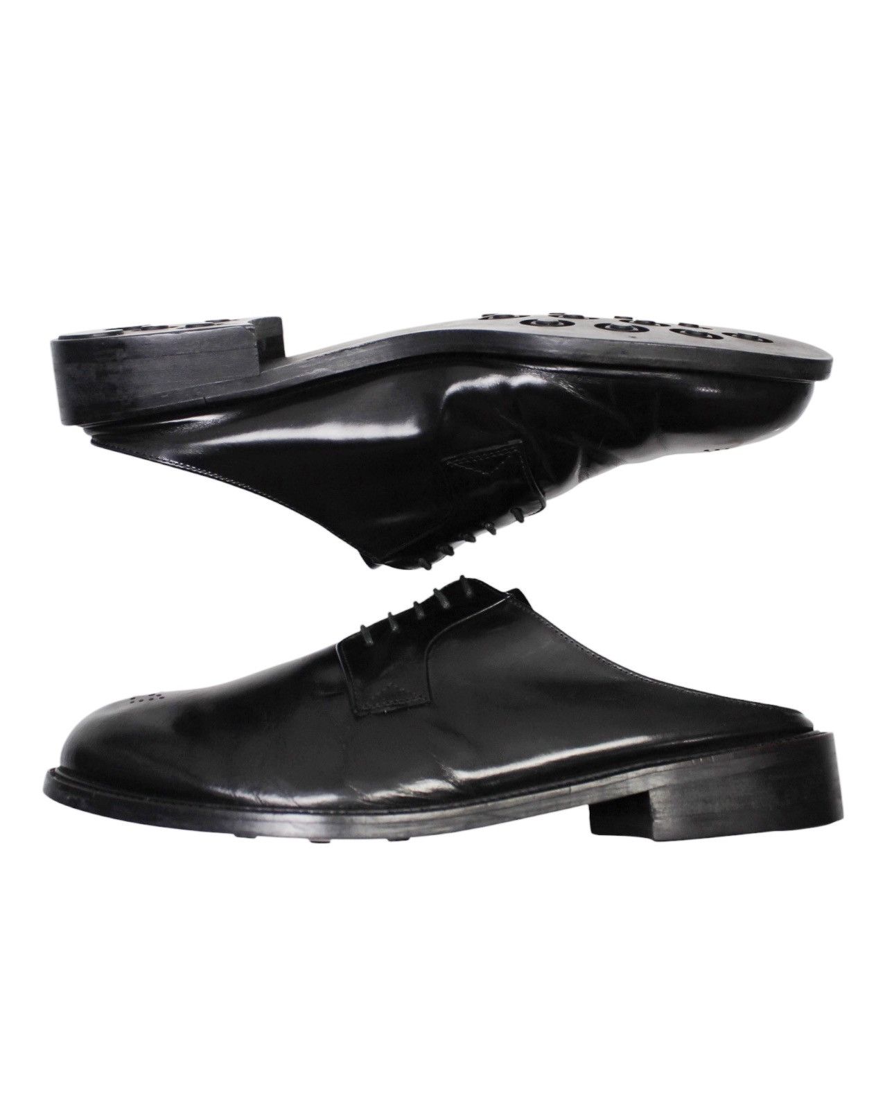 Japanese Brand 2000S SI HAND MADE SHOES COLLECTION BLACK DERBY MULE Size US 9.5 / EU 42-43 - 3 Thumbnail