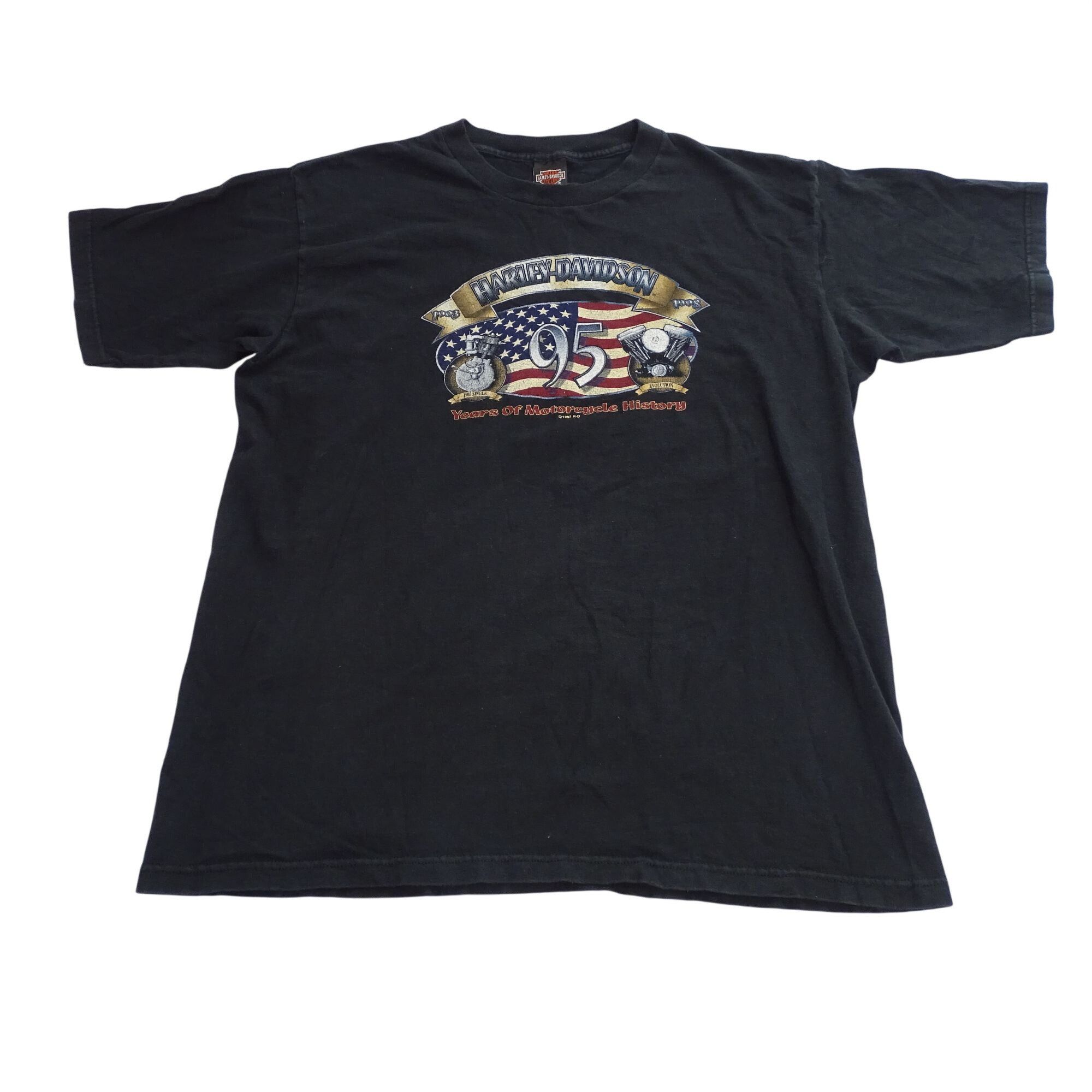 Harley Davidson Harley Davidson 1997 95th Anniversary Black Graphic T-Shirt Size US XL / EU 56 / 4 - 1 Thumbnail