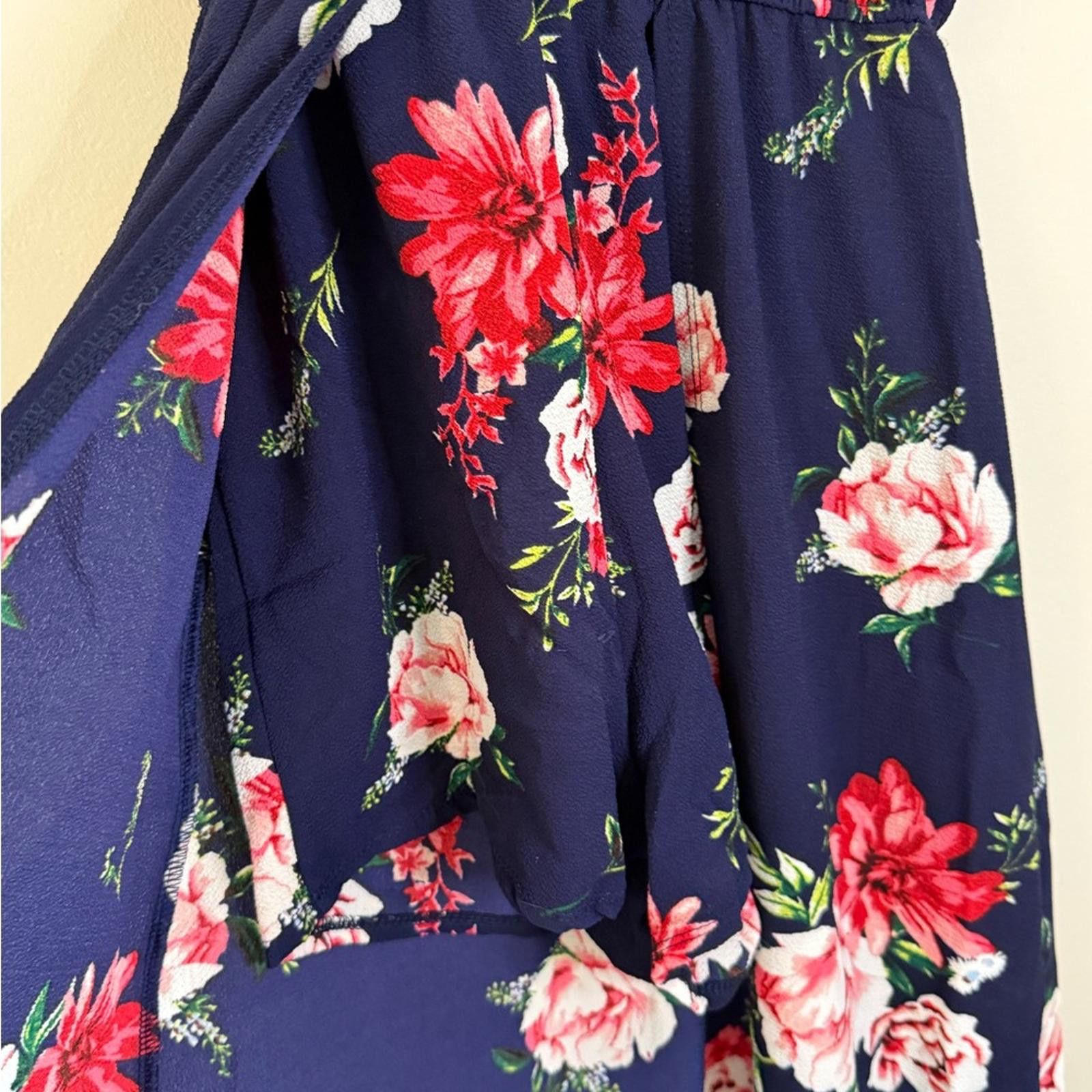 Other Mi Ami Navy Blue Floral romper maxi Dress Size XS Size XS / US 0-2 / IT 36-38 - 7 Thumbnail