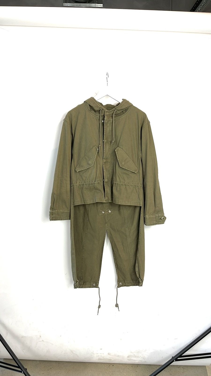 Saint Laurent Paris Saint Laurent SS/14 Khaki Gabardine Fishtail Military Parka Size US XXS / EU 40 - 1 Thumbnail
