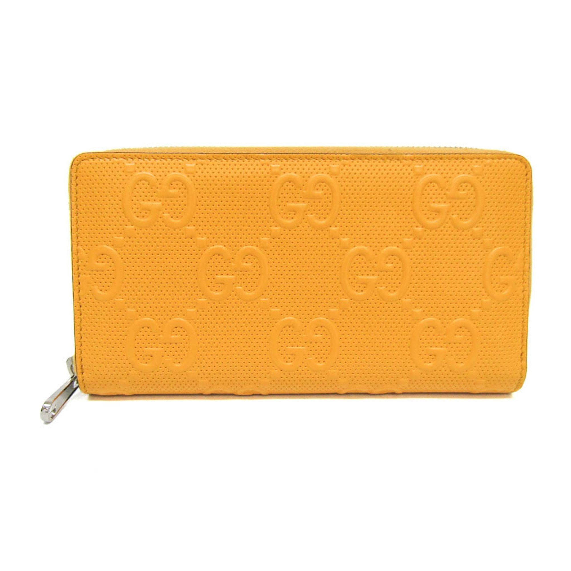 Gucci Gucci GG Embossed 625558 Men,Women Leather Long Wallet (bi-fold) Yellow Size ONE SIZE - 1 Thumbnail