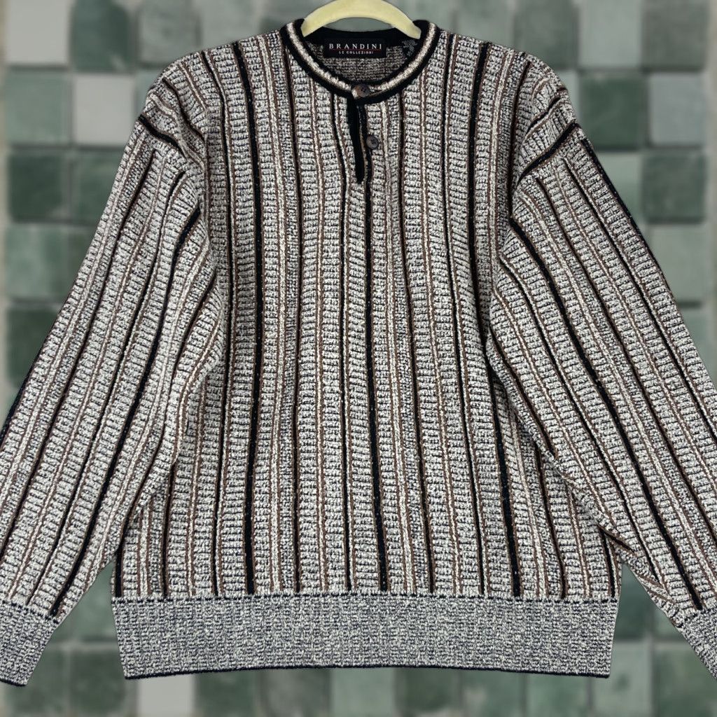 Vintage Brandini Le Collezioni Brown Knit Wool Sweater Mens Size Medium Size US M / EU 48-50 / 2 - 1 Thumbnail