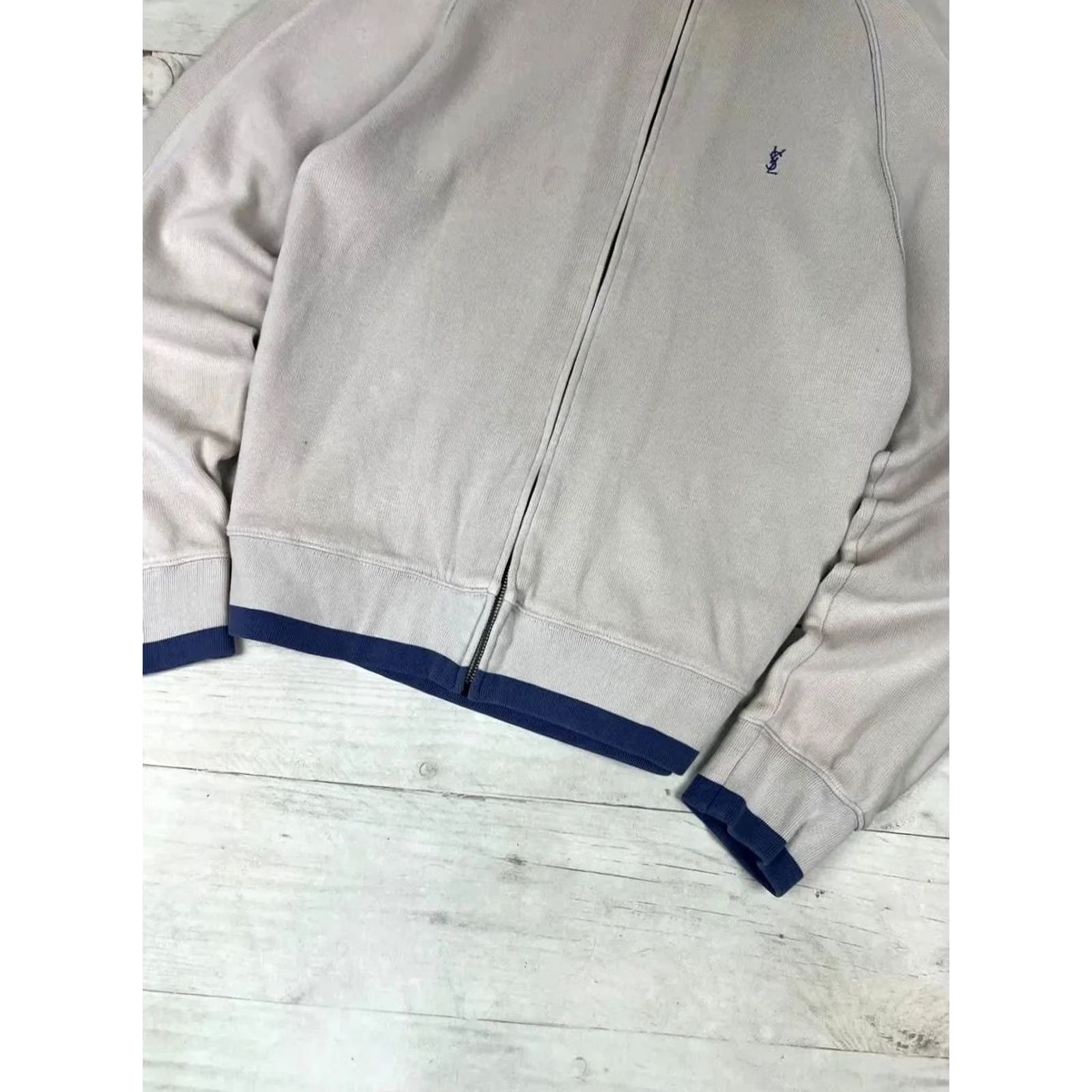 Yves Saint Laurent VINTAGE Yves Saint Laurent YSL Sweatshirt Zip Up Men SZ L beige Size US L / EU 52-54 / 3 - 3 Thumbnail
