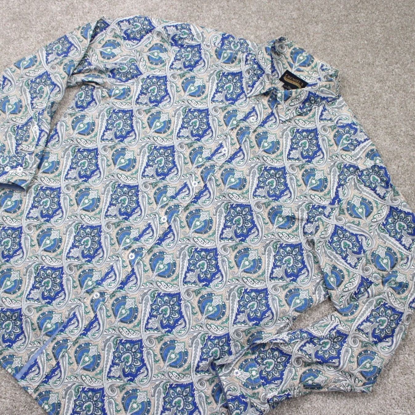 Cremieux Cremieux Premium Button-Up Shirt Mens XL Blue Floral 100% Cotton Long Sleeve Size US XL / EU 56 / 4 - 4 Thumbnail