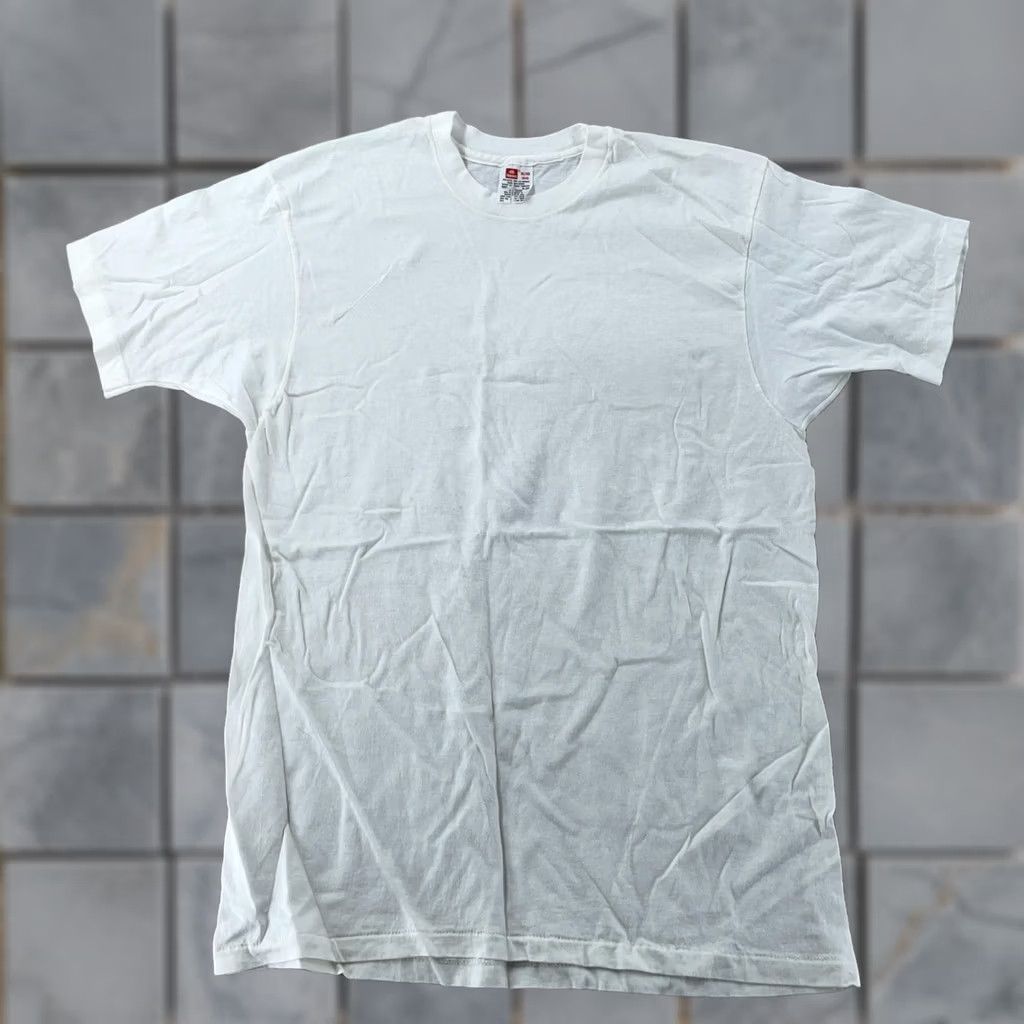 Hanes VINTAGE Hanes Shirt Men M White Crew Neck Short Sleeve Cotton Basic Tee Size US M / EU 48-50 / 2 - 1 Thumbnail