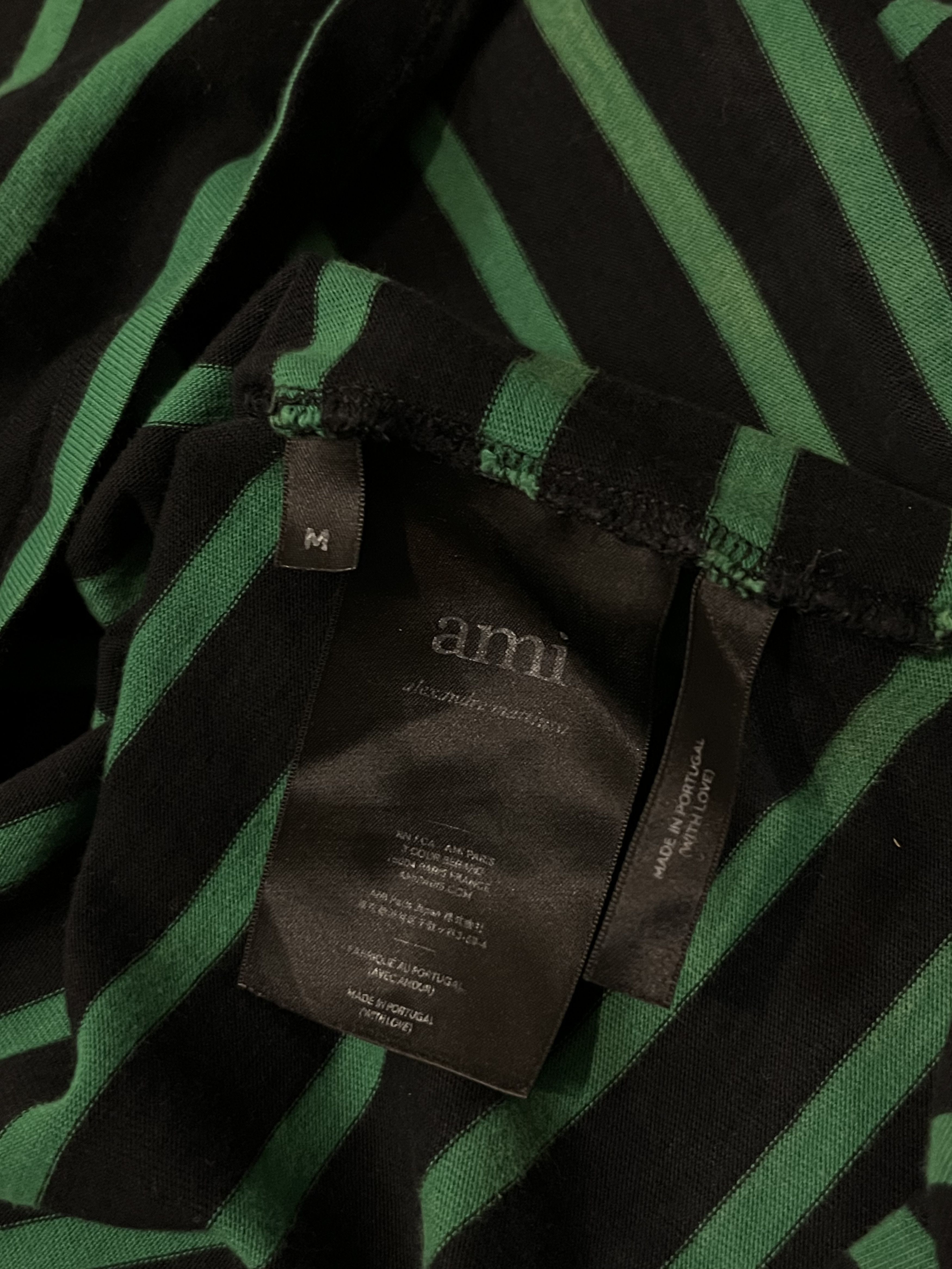 AMI × Designer AMI Paris Striped Black Green Heart Logo Sweatshirt Size M / US 6-8 / IT 42-44 - 6 Thumbnail