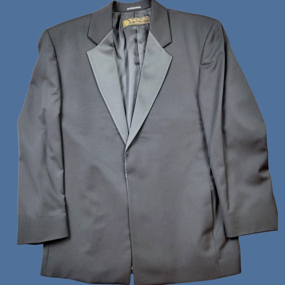 Lubiam Lubiam Loro Piana Tuxedo Jacket Coat Blazer Black Mens 42R 1-Button Notch Lapel Classic Designer Suit Jacket Size 42R - 1 Thumbnail