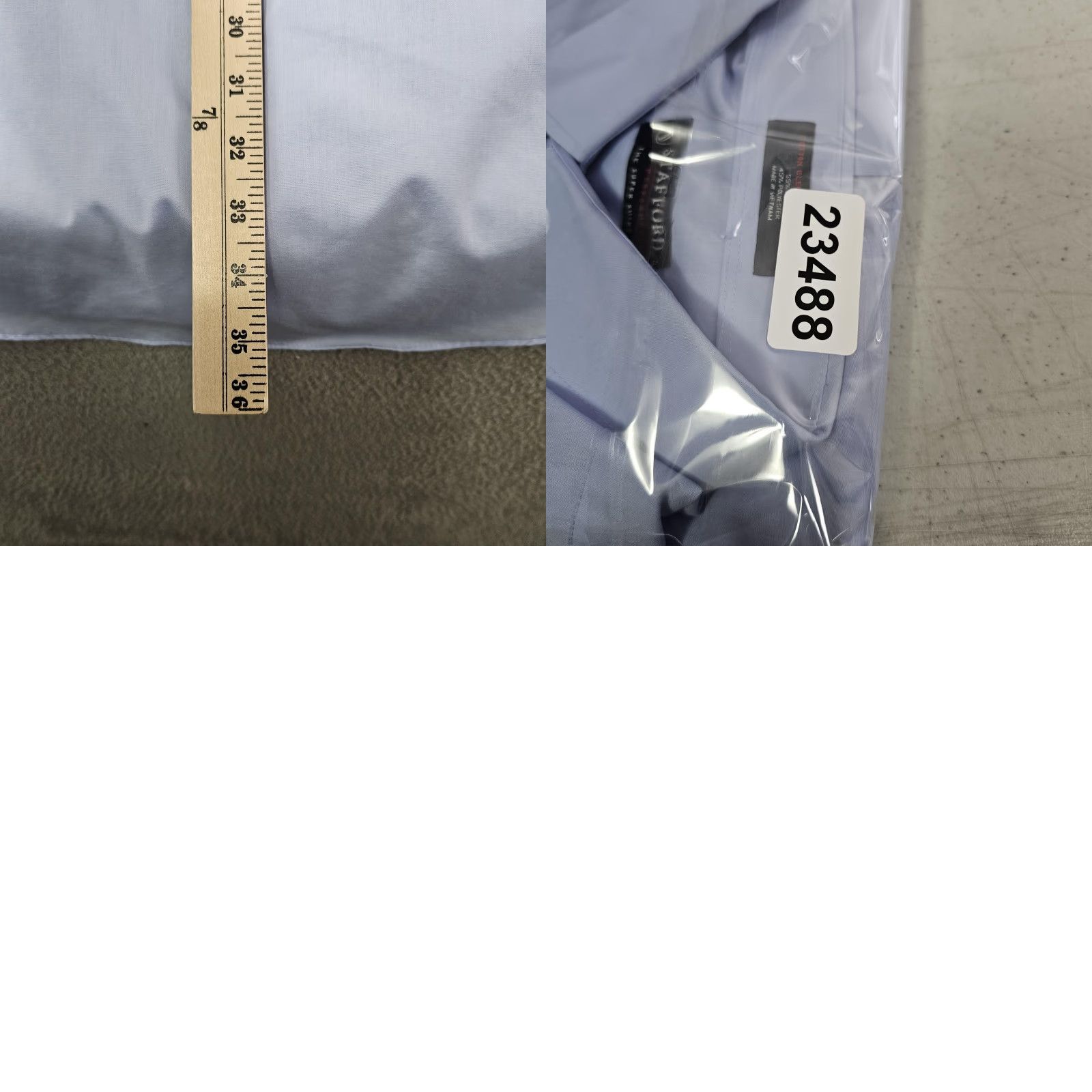 Stafford Stafford Dress Shirt Men 17.5 35-37 X-Tall Blue Performance Cotton Broadcloth Shirt Mens Big & Tall Size 48R - 8 Thumbnail